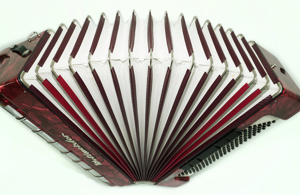 Weltmeister Grandina Button Accordion made in Germany, Concert Bayan B Griff Stradella, New Straps Soft Case, Professional 5 Row Accordion, 2580
