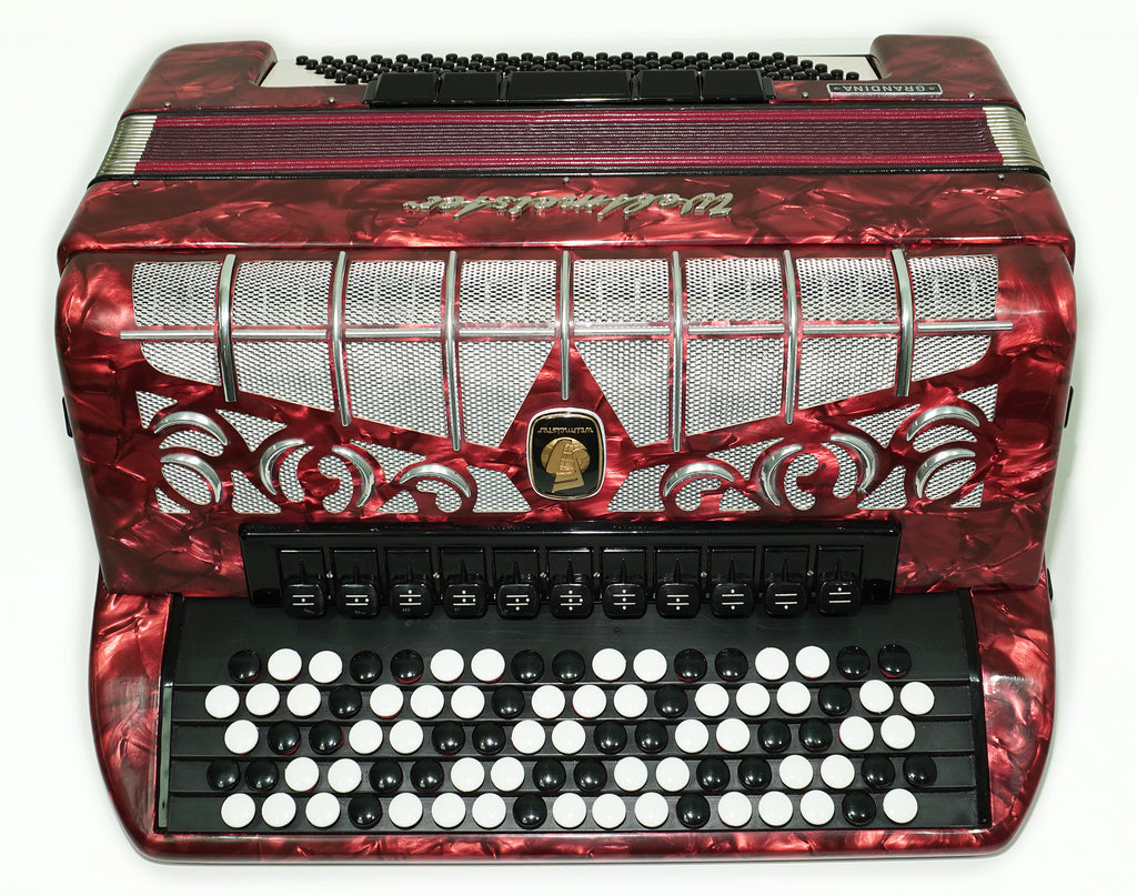 Weltmeister Grandina Button Accordion made in Germany, Concert Bayan B Griff Stradella, New Straps Soft Case, Professional 5 Row Accordion, 2580
