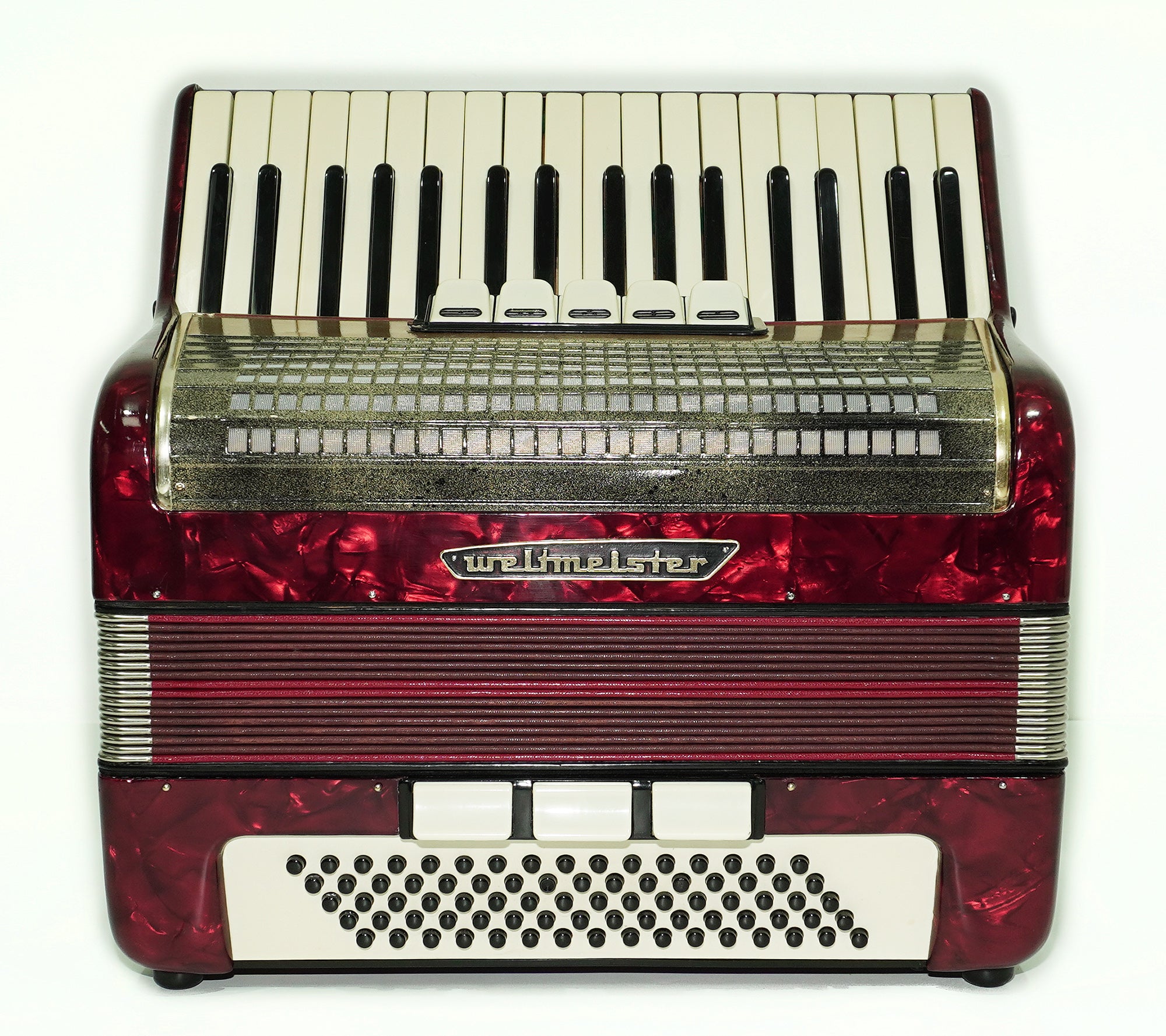 Weltmeister 80 Bass Accordion made in Germany, New Straps and Soft Case for Gift, Original Keyboard Piano Accordian Instrument, 2585