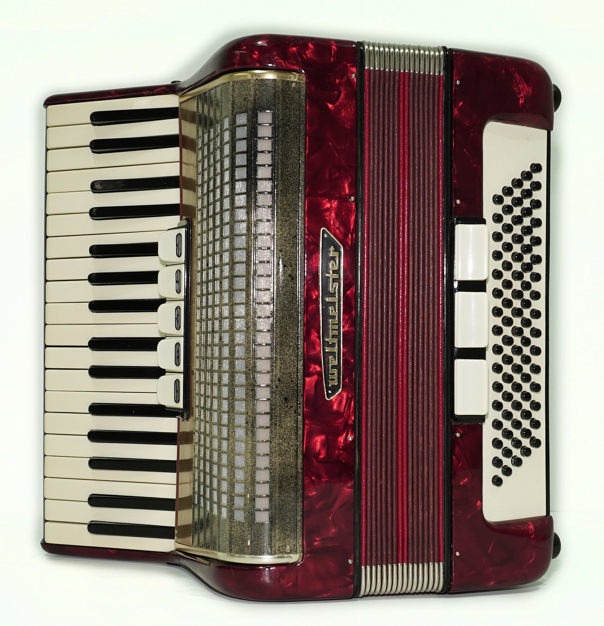 Weltmeister 80 Bass Accordion made in Germany, New Straps and Soft Case for Gift, Original Keyboard Piano Accordian Instrument, 2585