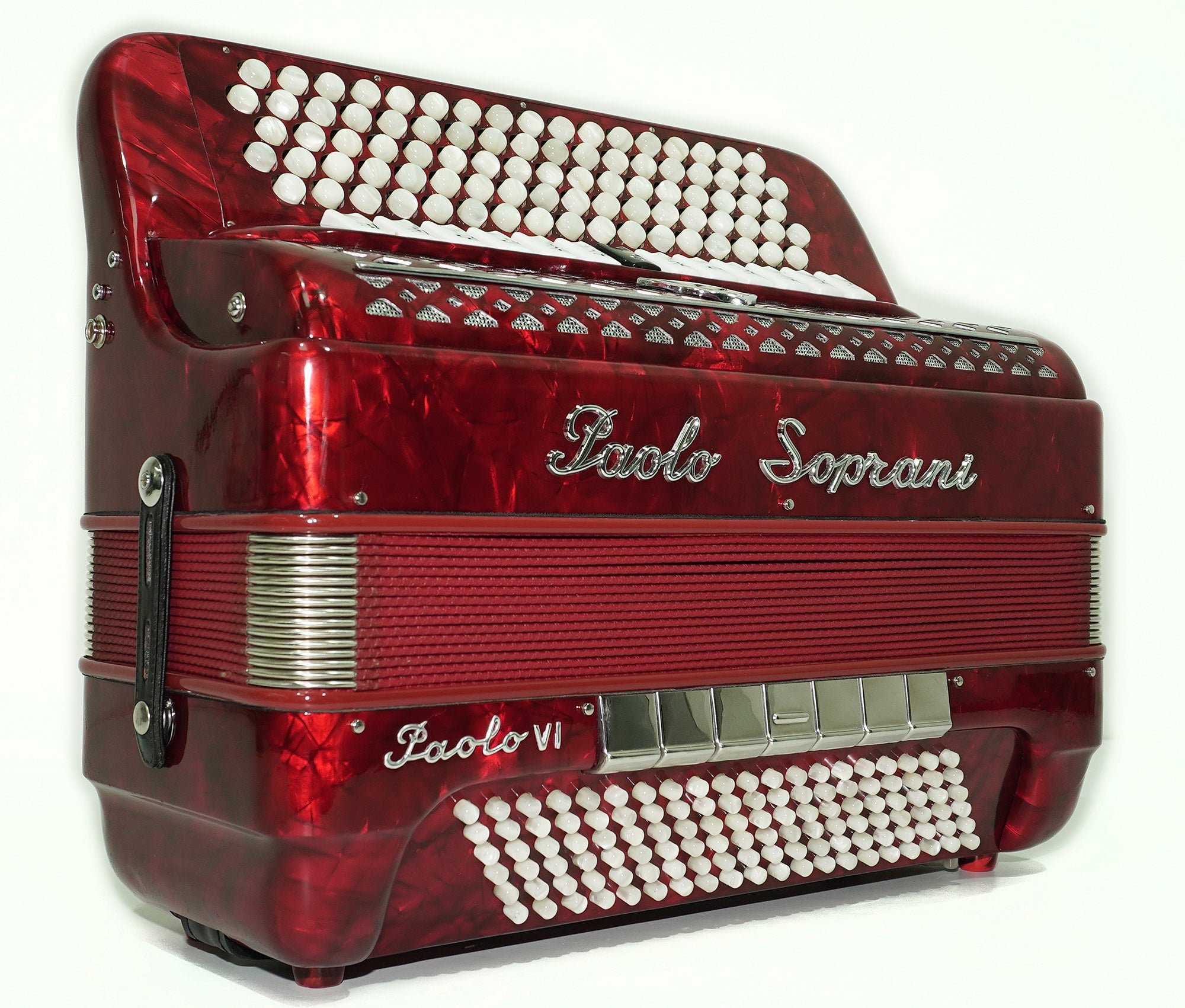 Paolo Soprani 5 Rows Button Accordion made in Italy, C Griff Professional Concert Accordeone de Botones, Straps and Hard Case, 2591
