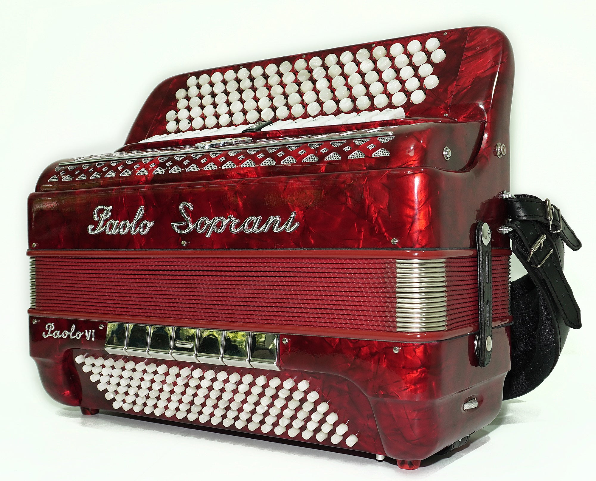 Paolo Soprani 5 Rows Button Accordion made in Italy, C Griff Professional Concert Accordeone de Botones, Straps and Hard Case, 2591