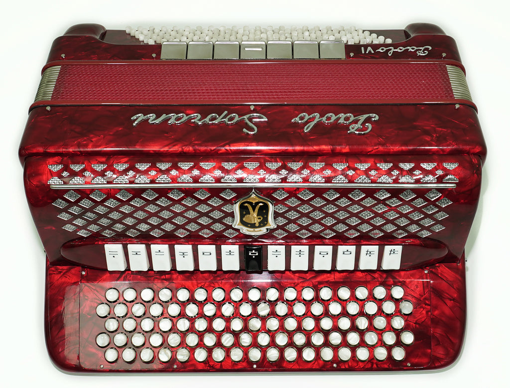 Paolo Soprani 5 Rows Button Accordion made in Italy, C Griff Professional Concert Accordeone de Botones, Straps and Hard Case, 2591