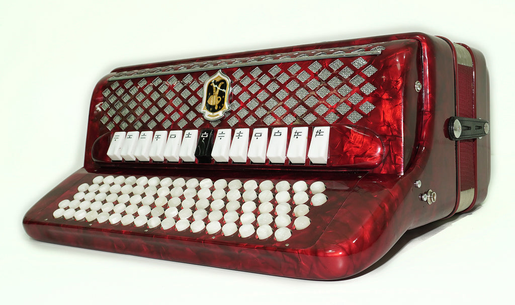 Paolo Soprani 5 Rows Button Accordion made in Italy, C Griff Professional Concert Accordeone de Botones, Straps and Hard Case, 2591