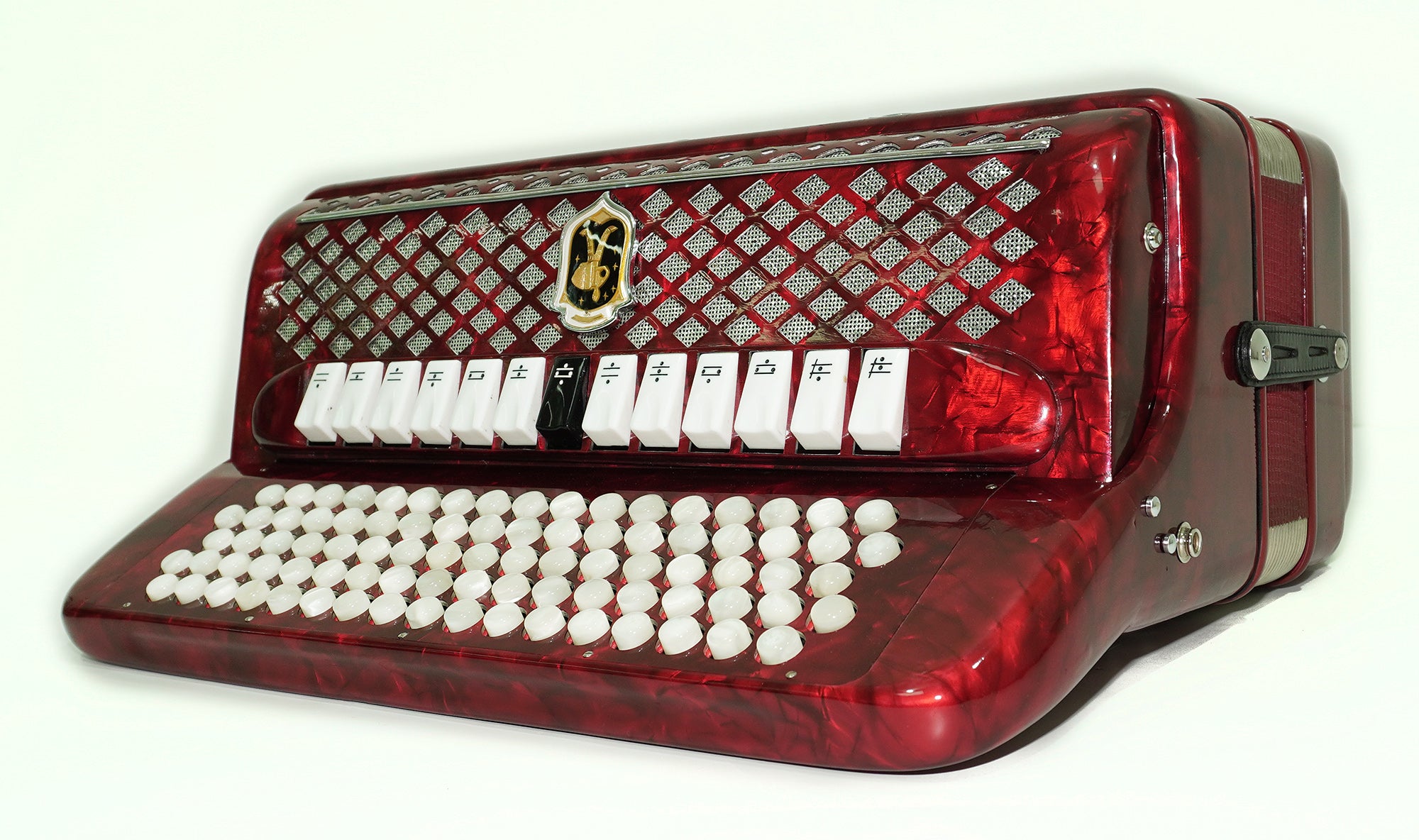 Paolo Soprani 5 Rows Button Accordion made in Italy, C Griff Professional Concert Accordeone de Botones, Straps and Hard Case, 2591