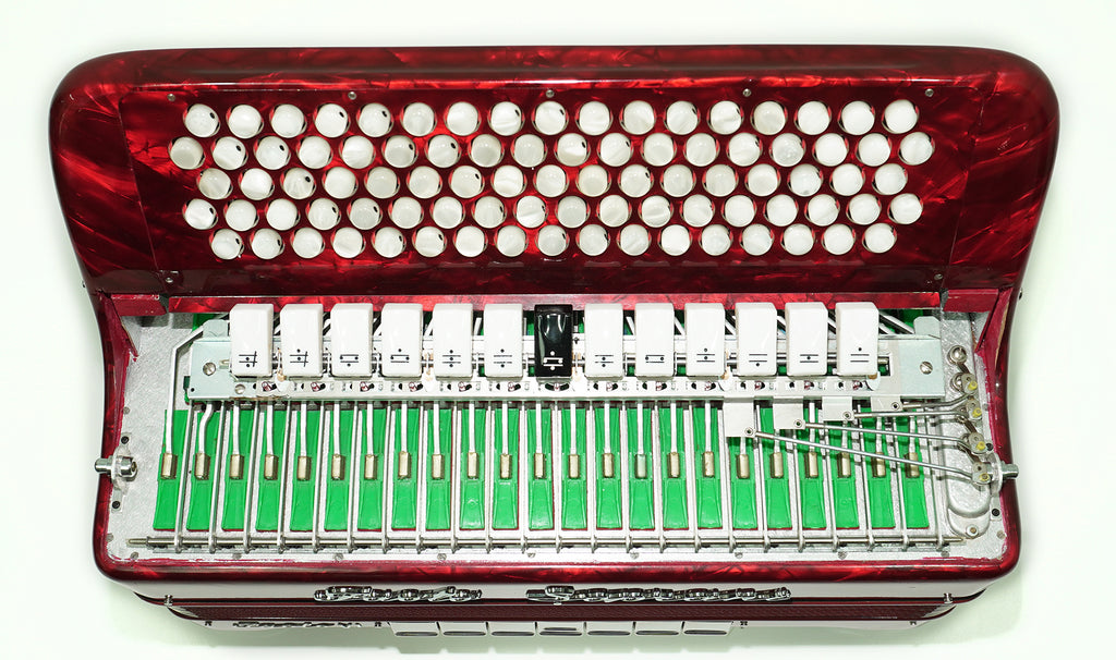 Paolo Soprani 5 Rows Button Accordion made in Italy, C Griff Professional Concert Accordeone de Botones, Straps and Hard Case, 2591