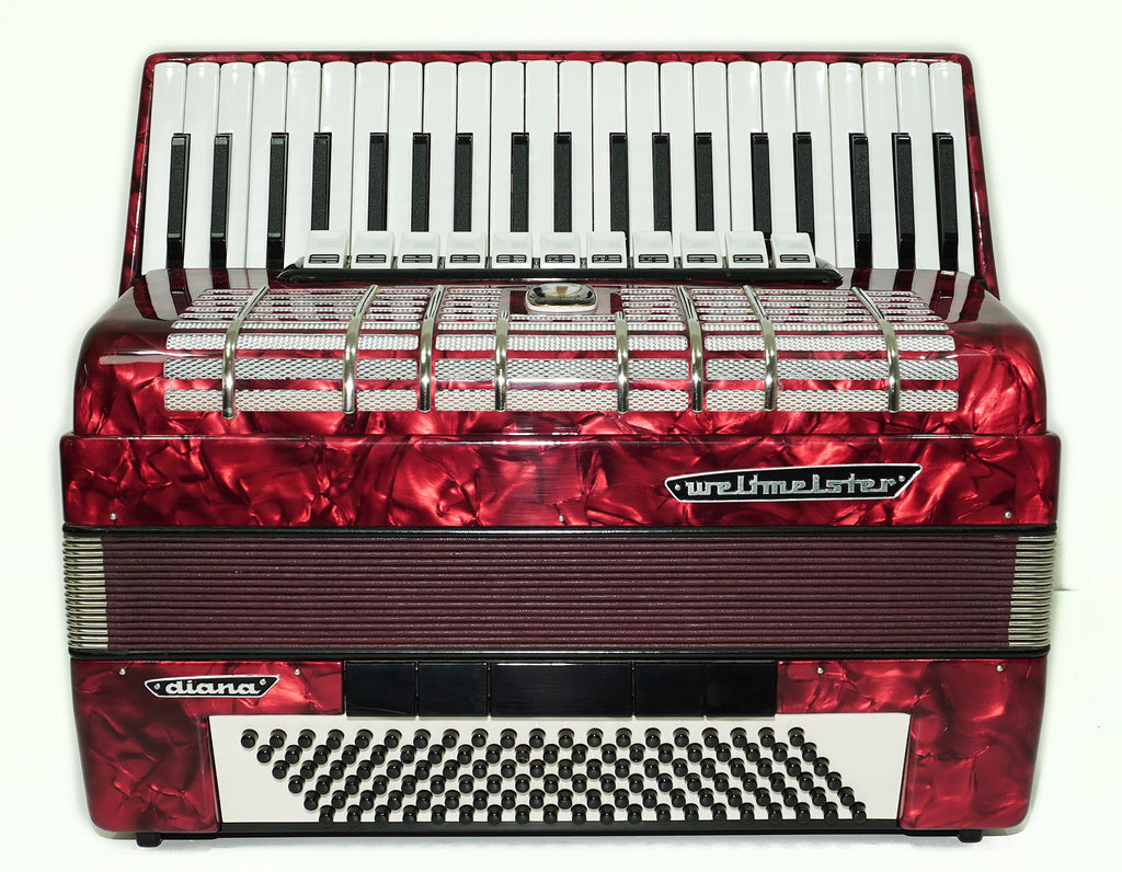 Full Size Weltmeister Diana Accordion 120 Bass, made in Germany, Straps and Hard Case, Original Keyboard Piano Accordian, 2605