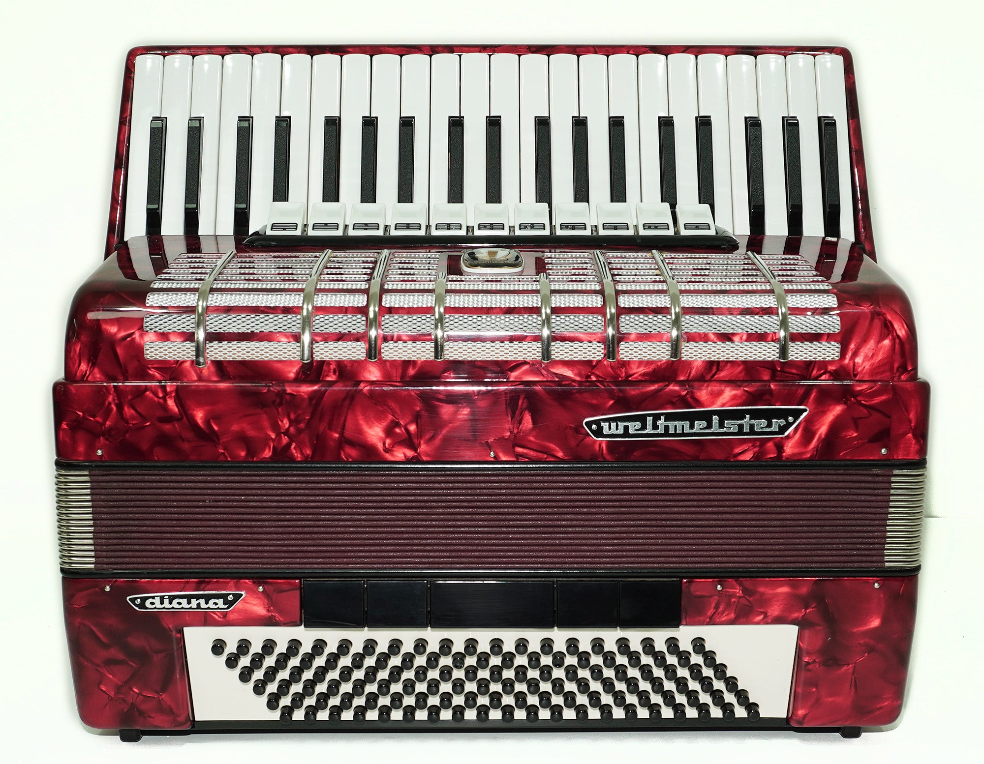 Full Size Weltmeister Diana Accordion 120 Bass, made in Germany, Straps and Hard Case, Original Keyboard Piano Accordian, 2605