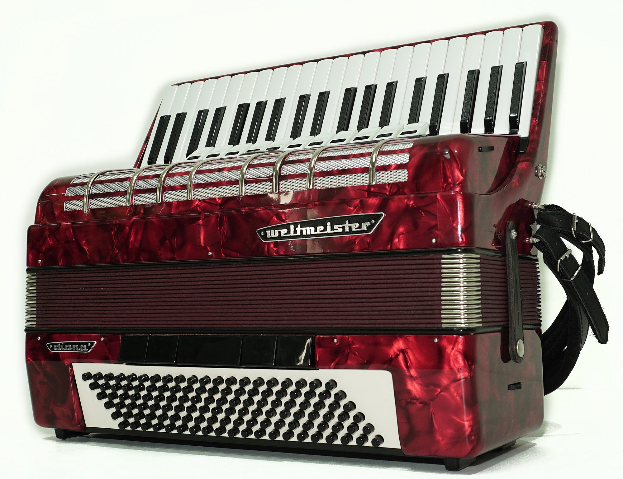 Full Size Weltmeister Diana Accordion 120 Bass, made in Germany, Straps and Hard Case, Original Keyboard Piano Accordian, 2605