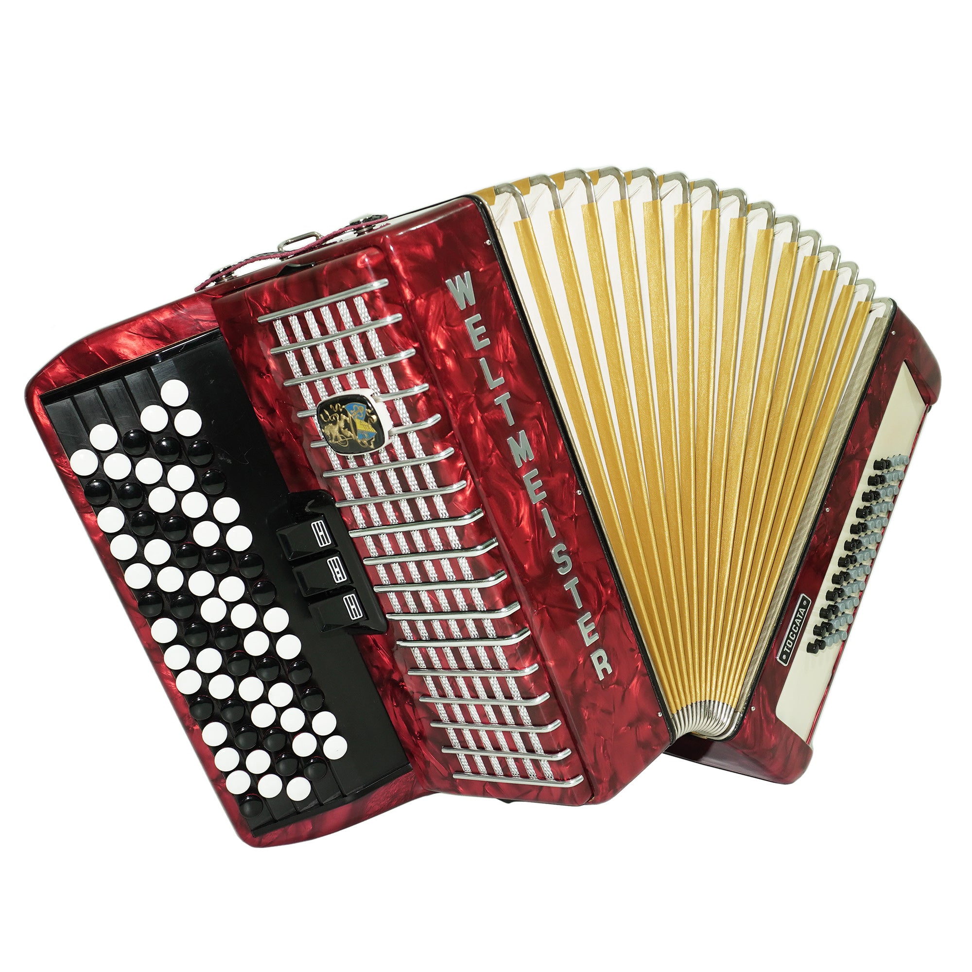 Weltmeister Toccata Converter 5 Row Button Accordion 60 Bass, Free Bass and Stradella, made in Germany, Lightweight Concert Bayan B Griff, 2592
