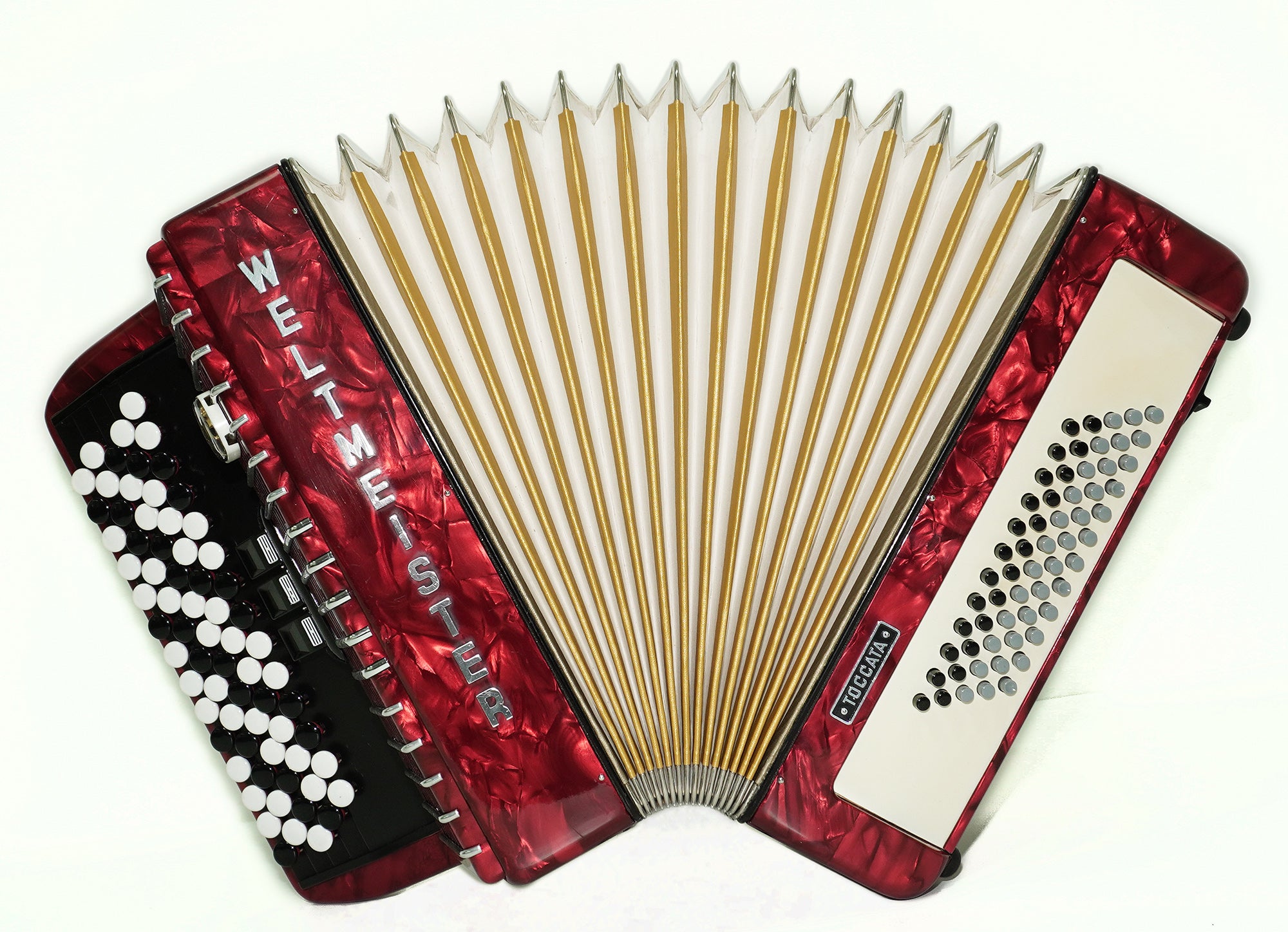 Weltmeister Toccata Converter 5 Row Button Accordion 60 Bass, Free Bass and Stradella, made in Germany, Lightweight Concert Bayan B Griff, 2592
