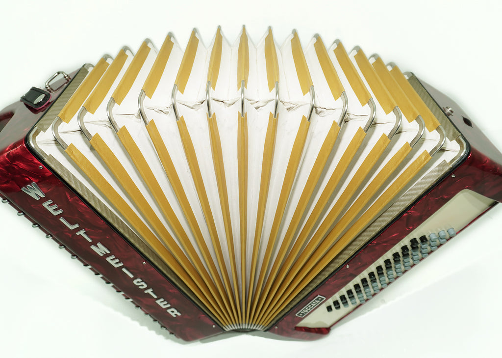 Weltmeister Toccata Converter 5 Row Button Accordion 60 Bass, Free Bass and Stradella, made in Germany, Lightweight Concert Bayan B Griff, 2592