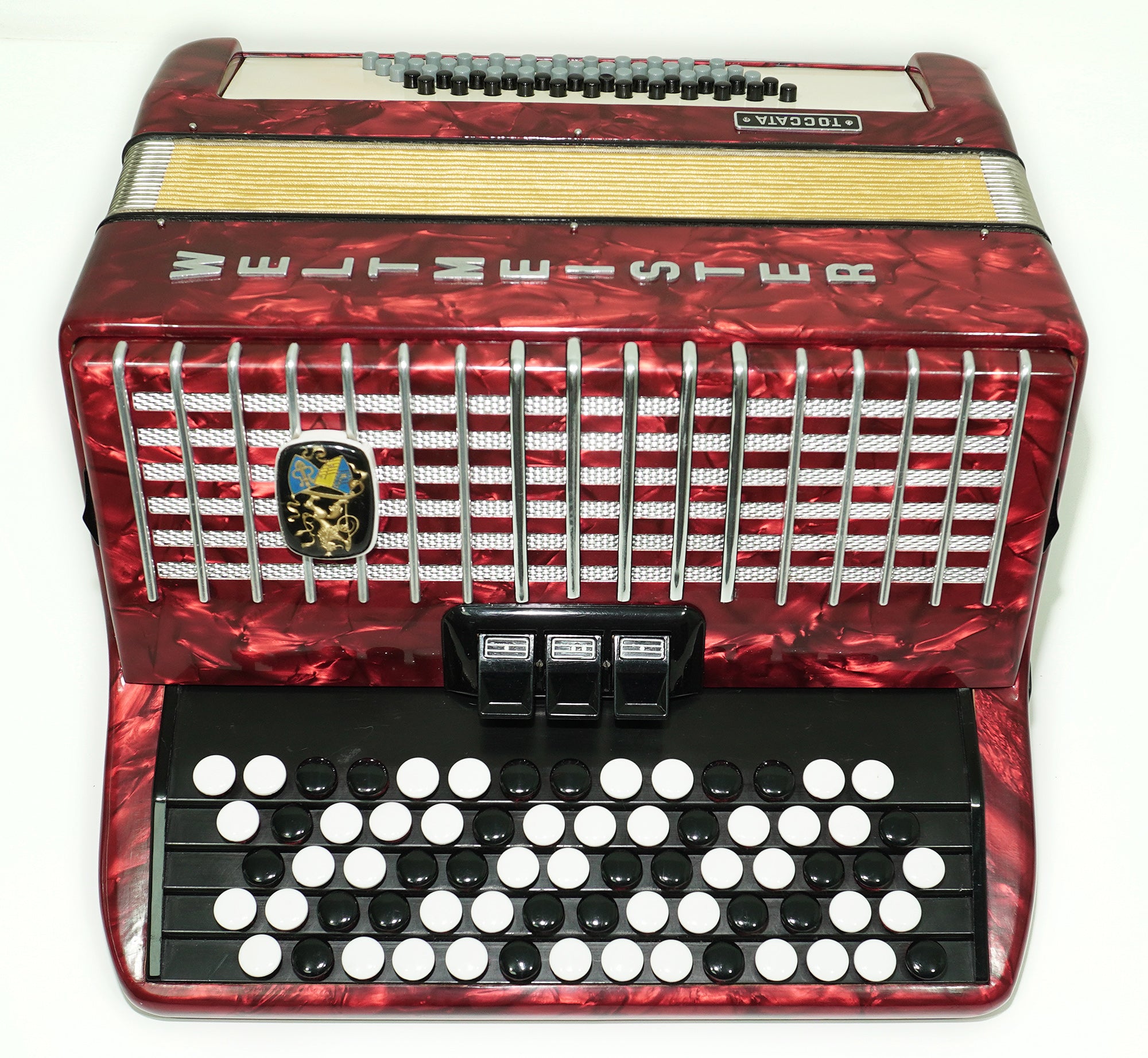 Weltmeister Toccata Converter 5 Row Button Accordion 60 Bass, Free Bass and Stradella, made in Germany, Lightweight Concert Bayan B Griff, 2592