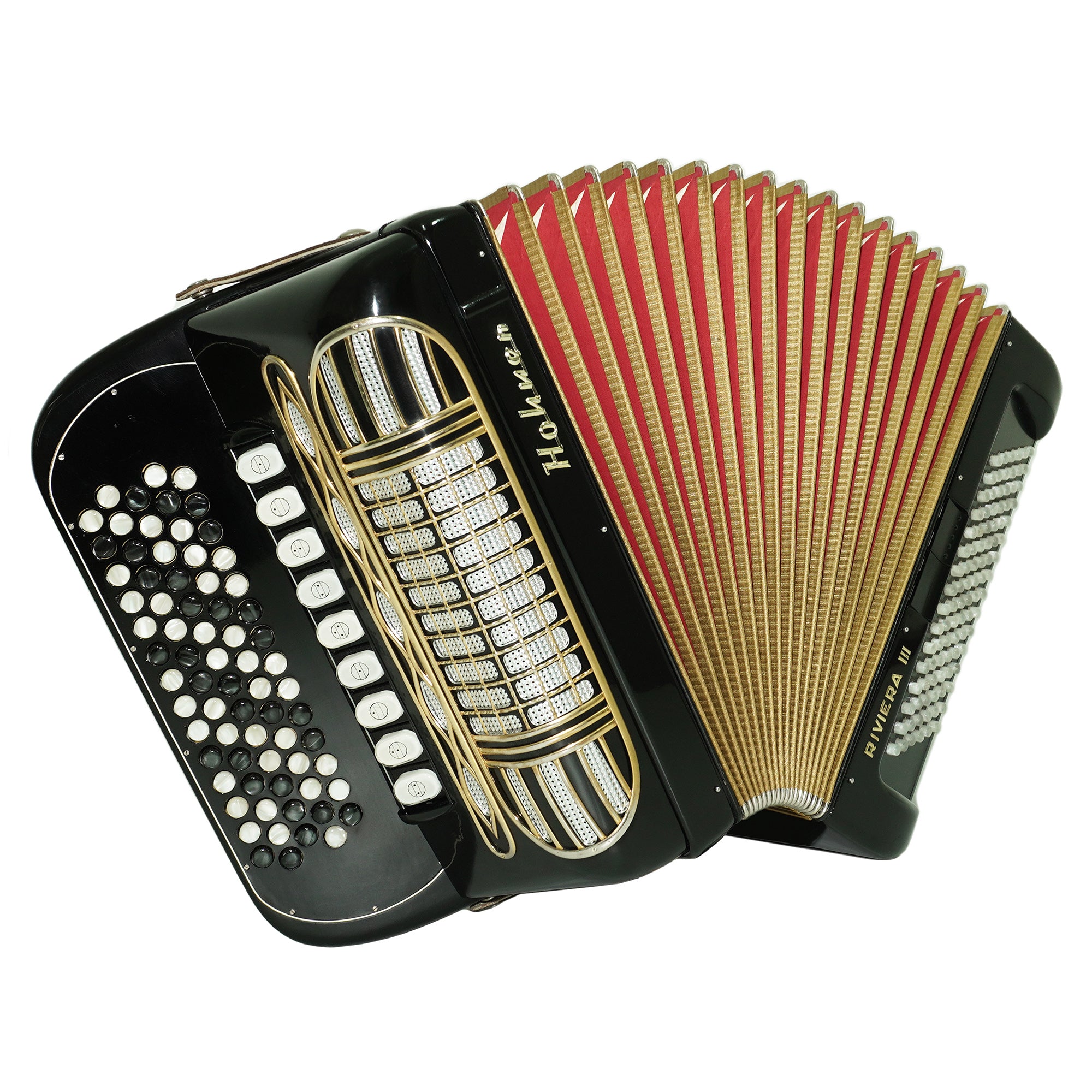 Hohner Riviera III B Griff Bayan Lightweight 5 Row Button Accordion 96 Bass made in Germany, Straps, Hard Case, Accordeone de Botones, 2603