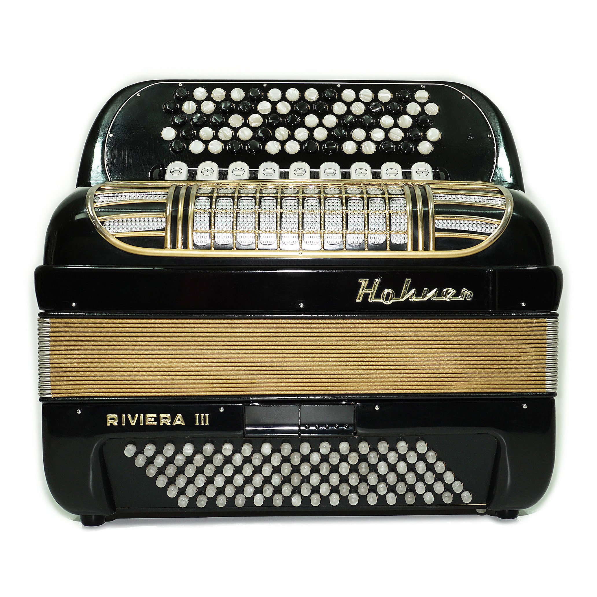 Hohner Riviera III B Griff Bayan Lightweight 5 Row Button Accordion 96 Bass made in Germany, Straps, Hard Case, Accordeone de Botones, 2603