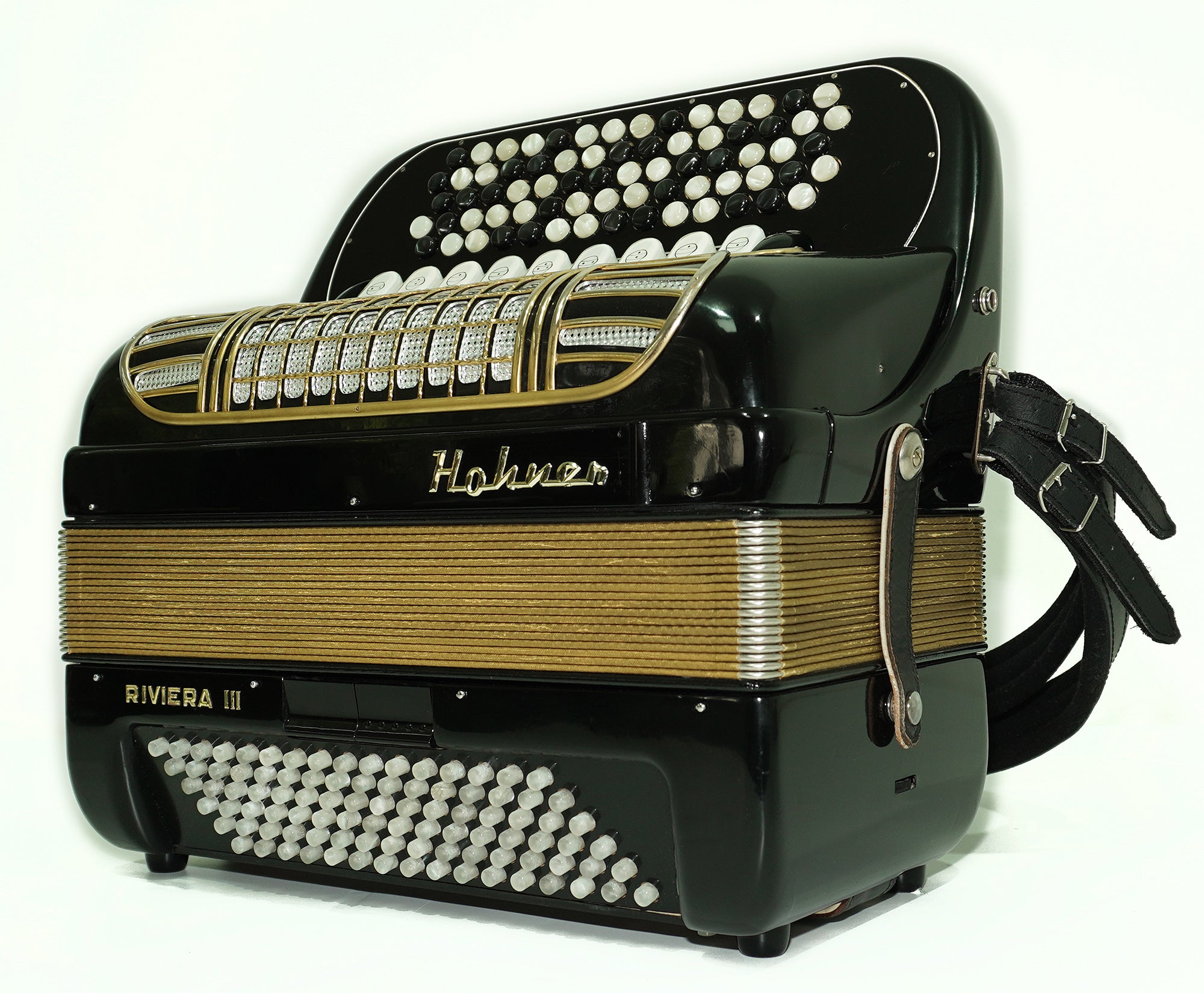 Hohner Riviera III B Griff Bayan Lightweight 5 Row Button Accordion 96 Bass made in Germany, Straps, Hard Case, Accordeone de Botones, 2603