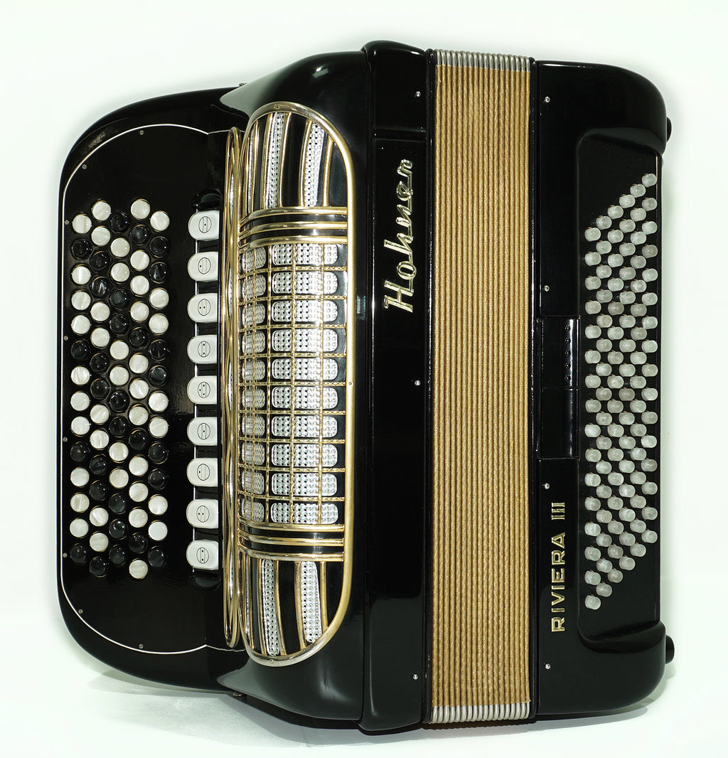 Hohner Riviera III B Griff Bayan Lightweight 5 Row Button Accordion 96 Bass made in Germany, Straps, Hard Case, Accordeone de Botones, 2603