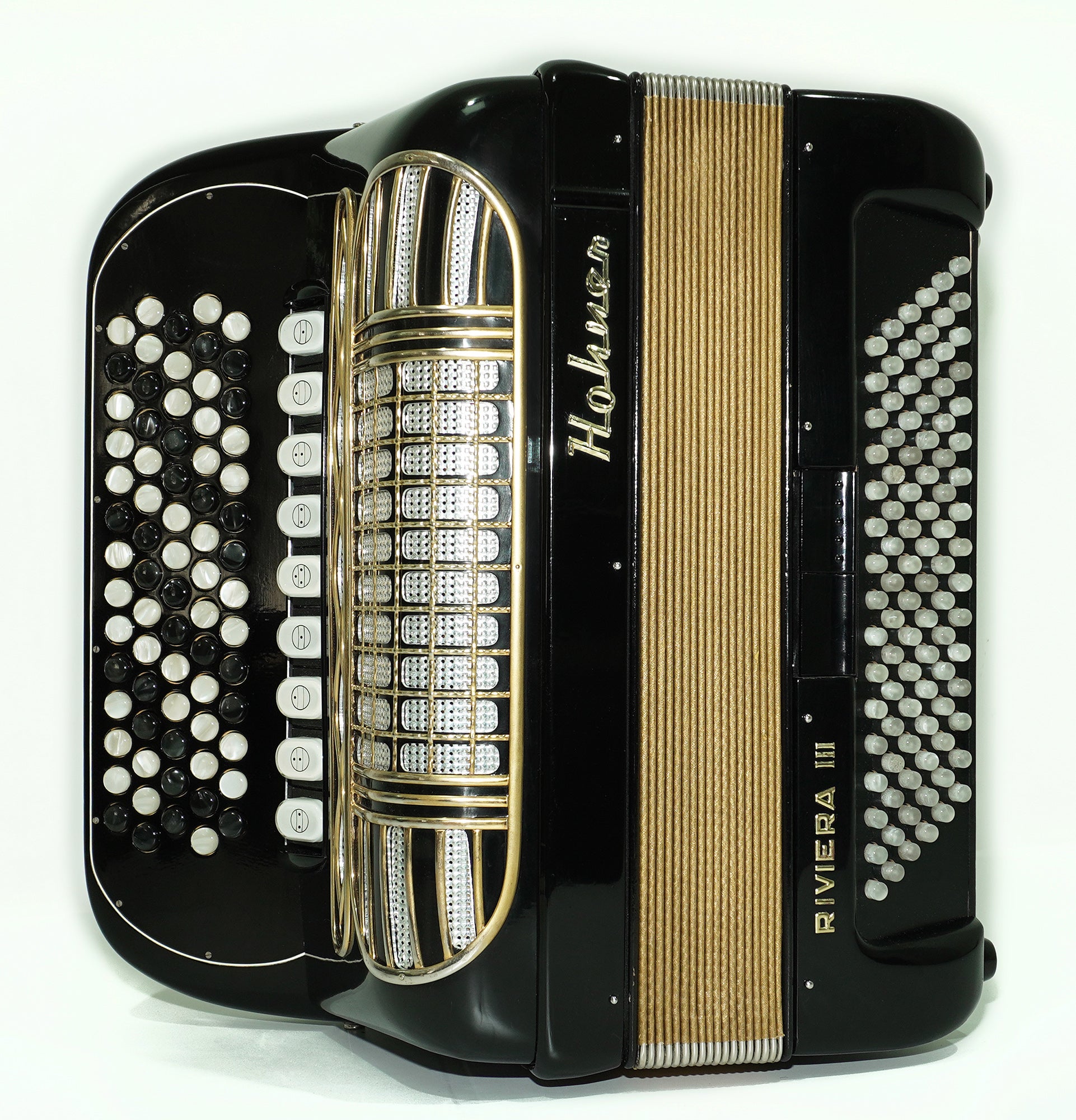 Hohner Riviera III B Griff Bayan Lightweight 5 Row Button Accordion 96 Bass made in Germany, Straps, Hard Case, Accordeone de Botones, 2603