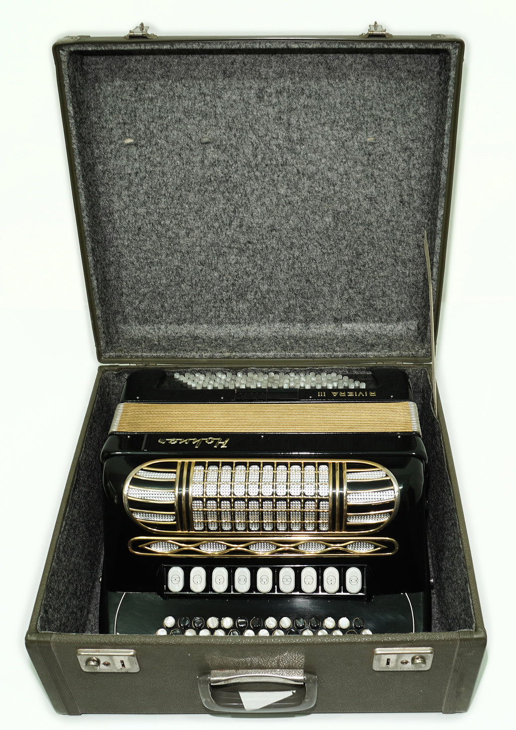 Hohner Riviera III B Griff Bayan Lightweight 5 Row Button Accordion 96 Bass made in Germany, Straps, Hard Case, Accordeone de Botones, 2603