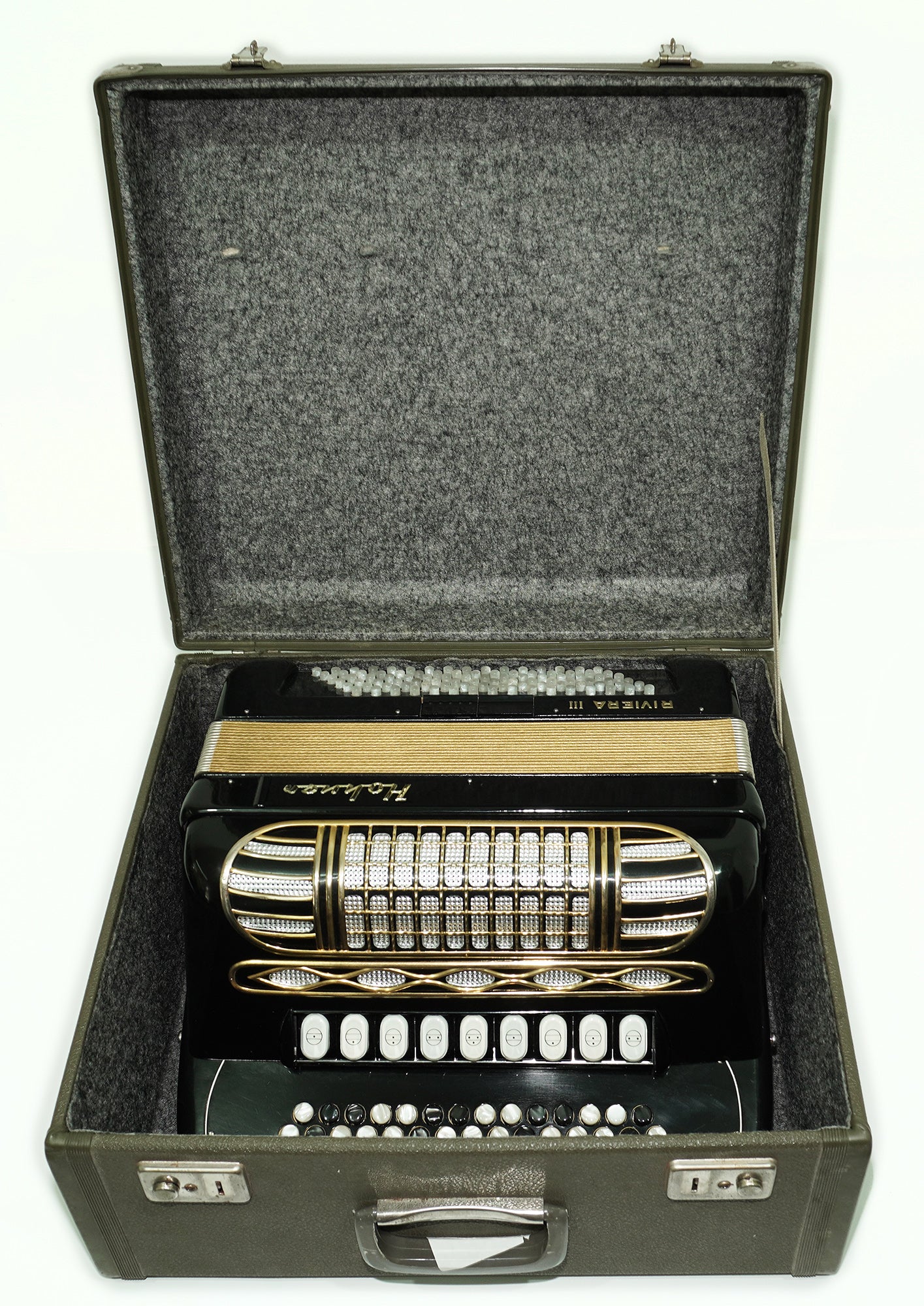 Hohner Riviera III B Griff Bayan Lightweight 5 Row Button Accordion 96 Bass made in Germany, Straps, Hard Case, Accordeone de Botones, 2603