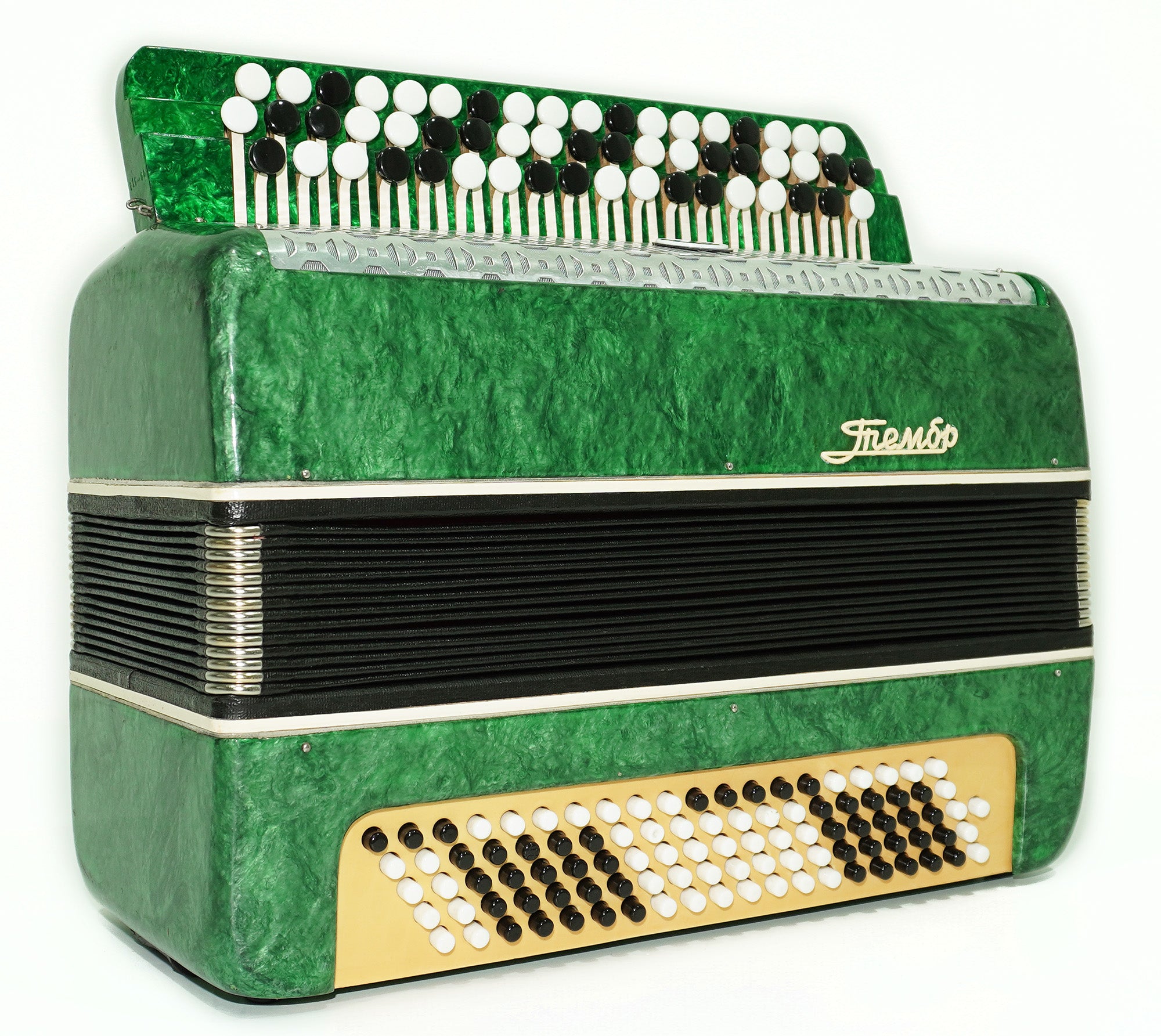 Bayan Tembr, Button Accordion Instrument, 100 Bass Buttons, New Straps and Soft Case for Gift, Concertina Stradella B System, 2609