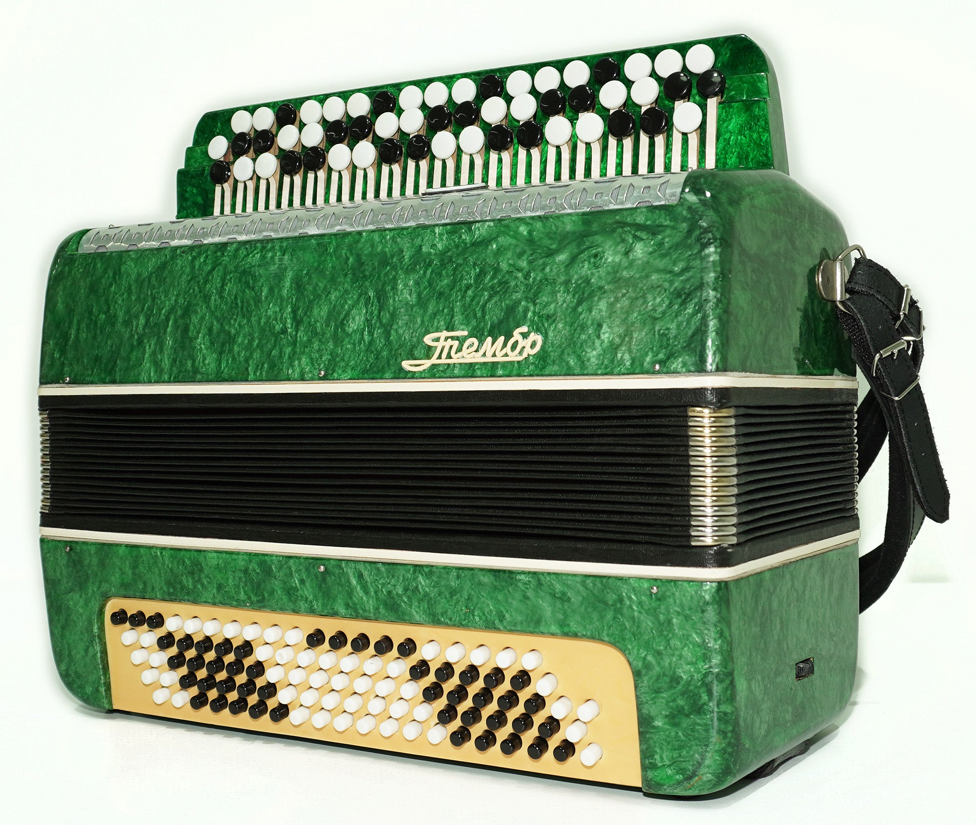 Bayan Tembr, Button Accordion Instrument, 100 Bass Buttons, New Straps and Soft Case for Gift, Concertina Stradella B System, 2609