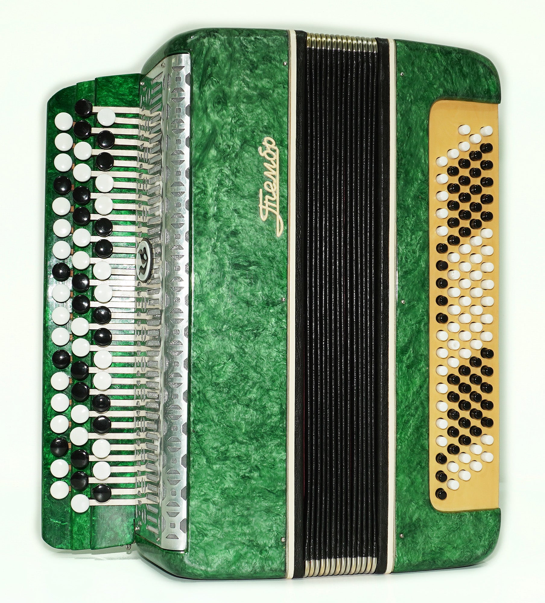 Bayan Tembr, Button Accordion Instrument, 100 Bass Buttons, New Straps and Soft Case for Gift, Concertina Stradella B System, 2609