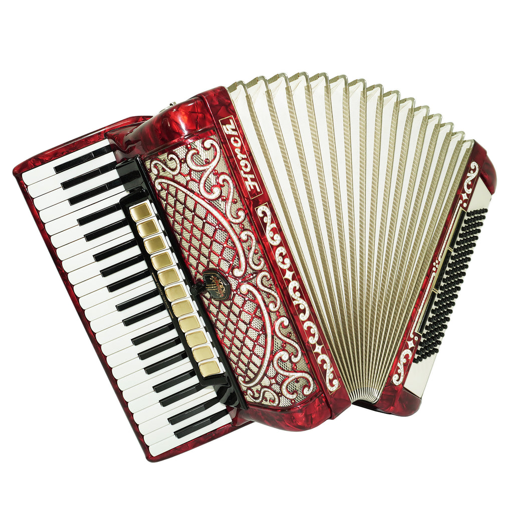 Horch Deluxe Full Size Piano Accordion 120 Bass, made in Germany, New Straps and Hard Case, Powerful Sound! Musical Instrument for Adults! 2606