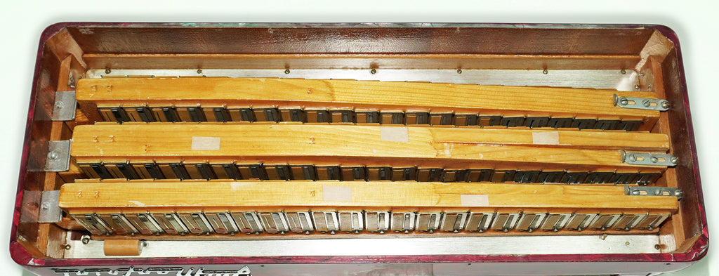 Vintage Manfrini Bassoon 120 Bass 5 Row Button Accordion, made in Italy, C Griff, New Straps, Rare Original Musical Instrument, 2601