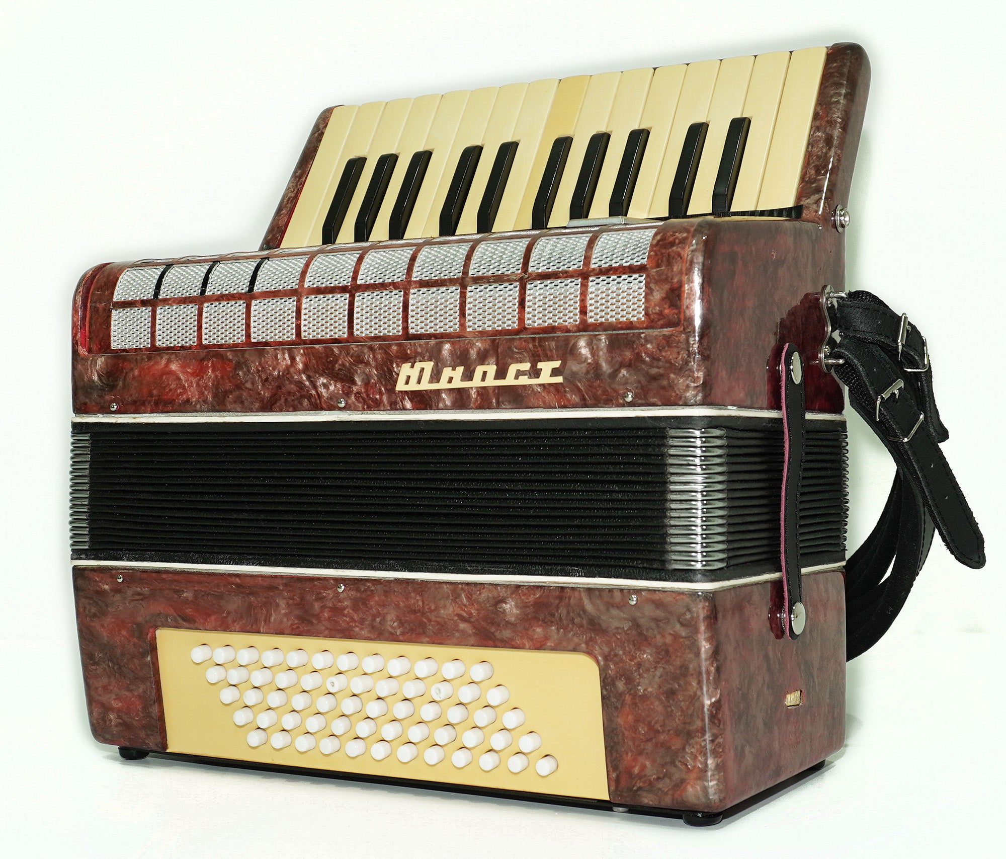 Small Concertina Musicales for Study, Lightweight Piano Accordion 60 Bass Yunost for Beginners Children Kids, New Straps, 2630