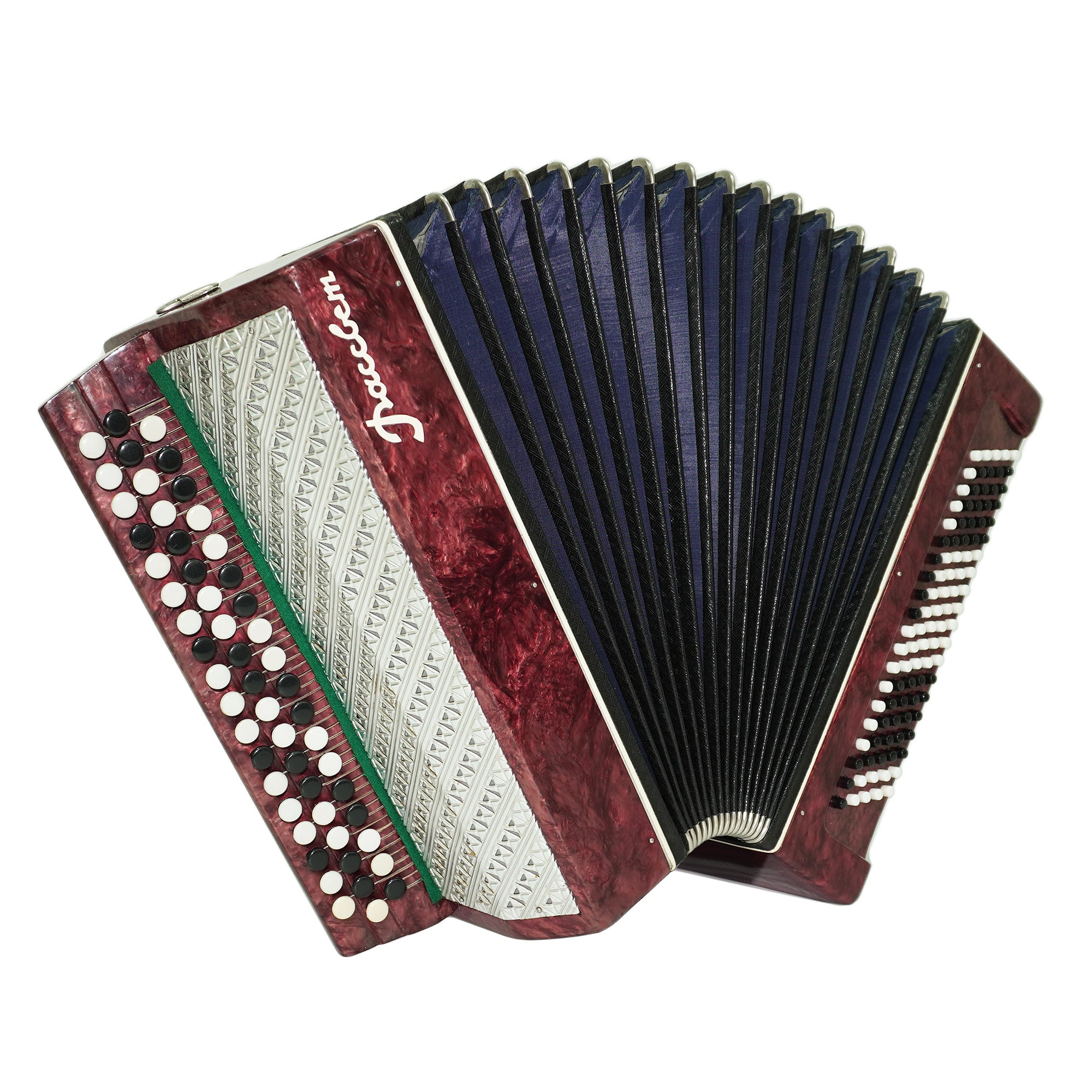 Bayan Button Accordion Rassvet, Folk Accordian Harmonica, Garmoshka, with New Straps, Squeezebox, Old Ukrainian Bayan Accordion Instrument, 2614