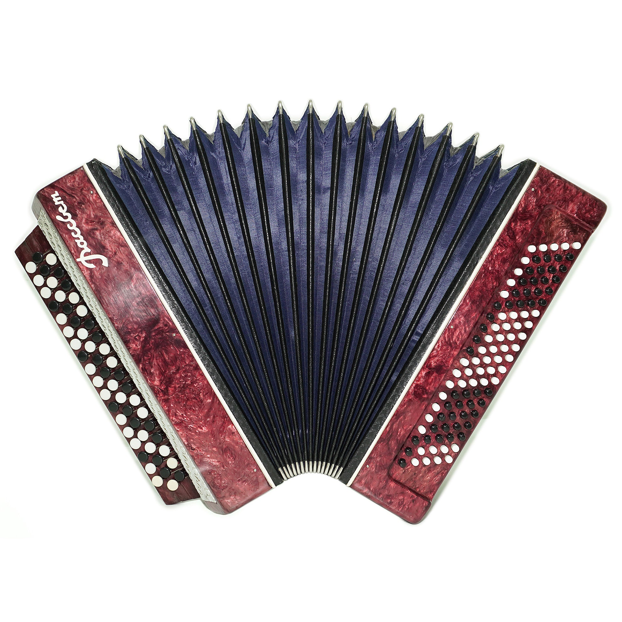 Bayan Button Accordion Rassvet, Folk Accordian Harmonica, Garmoshka, with New Straps, Squeezebox, Old Ukrainian Bayan Accordion Instrument, 2614