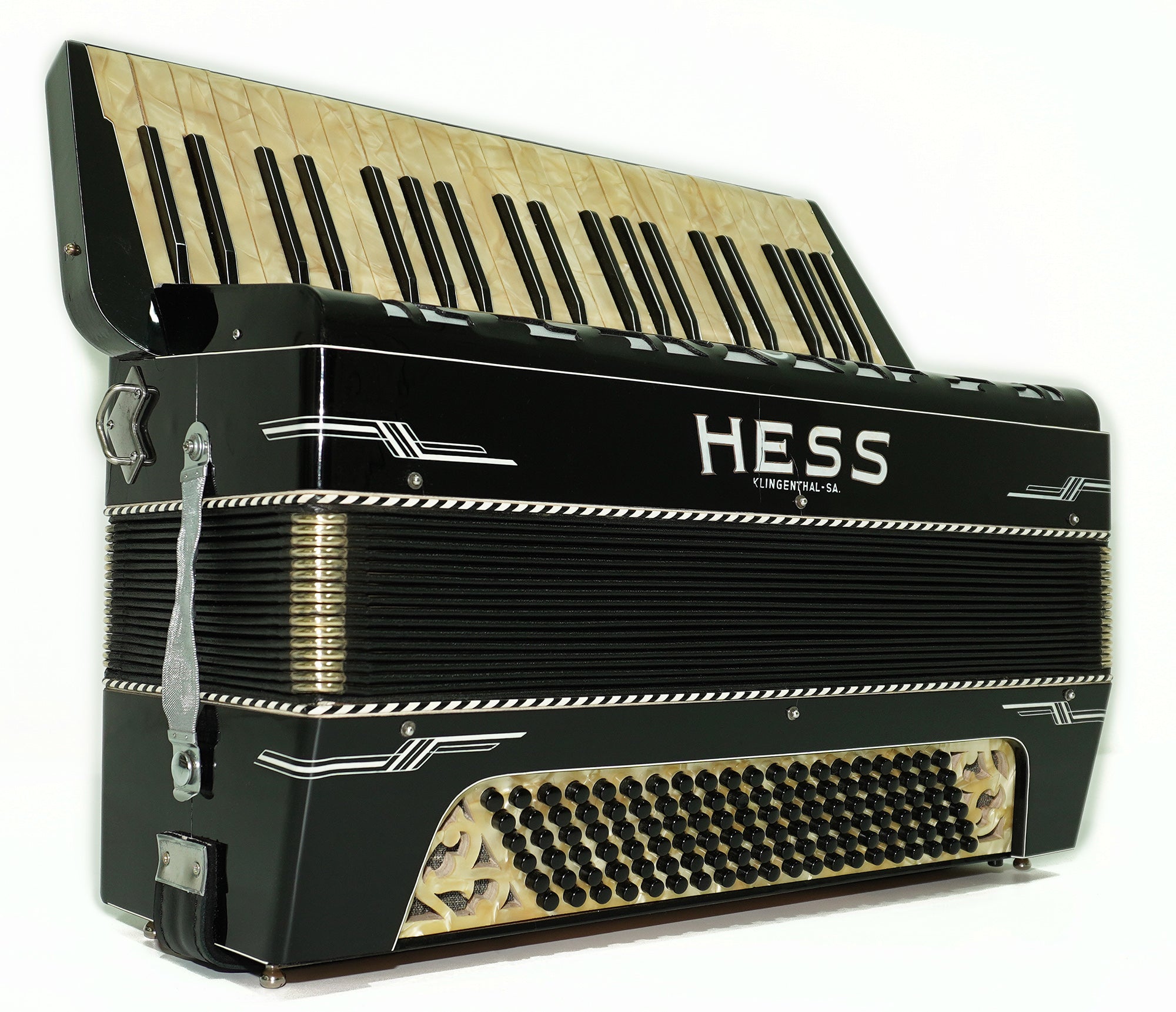 Hess Klingenthal Vintage Accordion 120 Bass, made in Germany, Lightweight Old Original Piano Accordion, New Straps, 2617