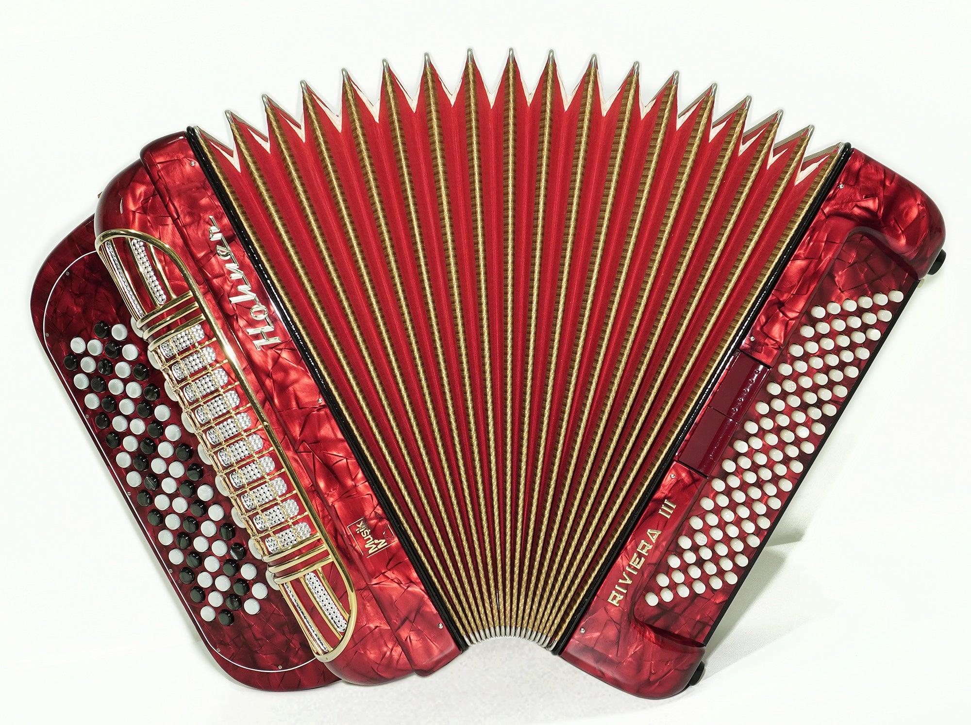 Hohner Riviera III 5 Row Lightweight Button Accordion 96 Bass made in Germany, C Griff, New Straps, Original Accordeone de Botones, 2616