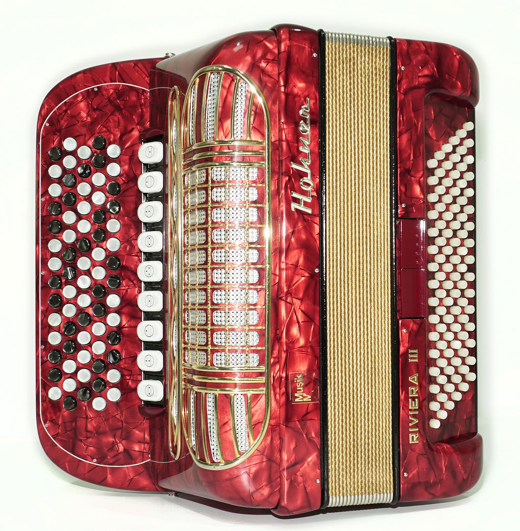 Hohner Riviera III 5 Row Lightweight Button Accordion 96 Bass made in Germany, C Griff, New Straps, Original Accordeone de Botones, 2616