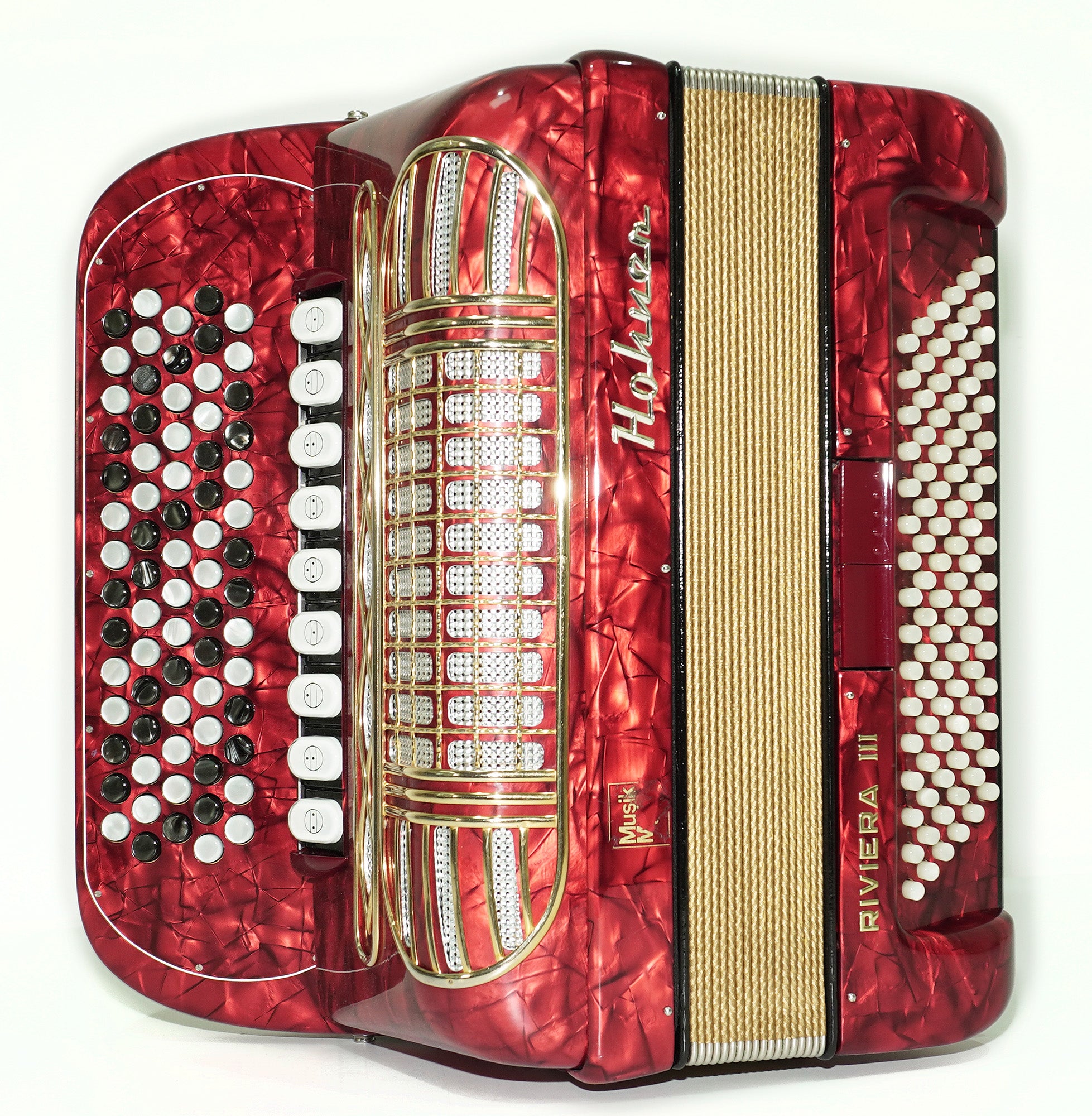Hohner Riviera III 5 Row Lightweight Button Accordion 96 Bass made in Germany, C Griff, New Straps, Original Accordeone de Botones, 2616
