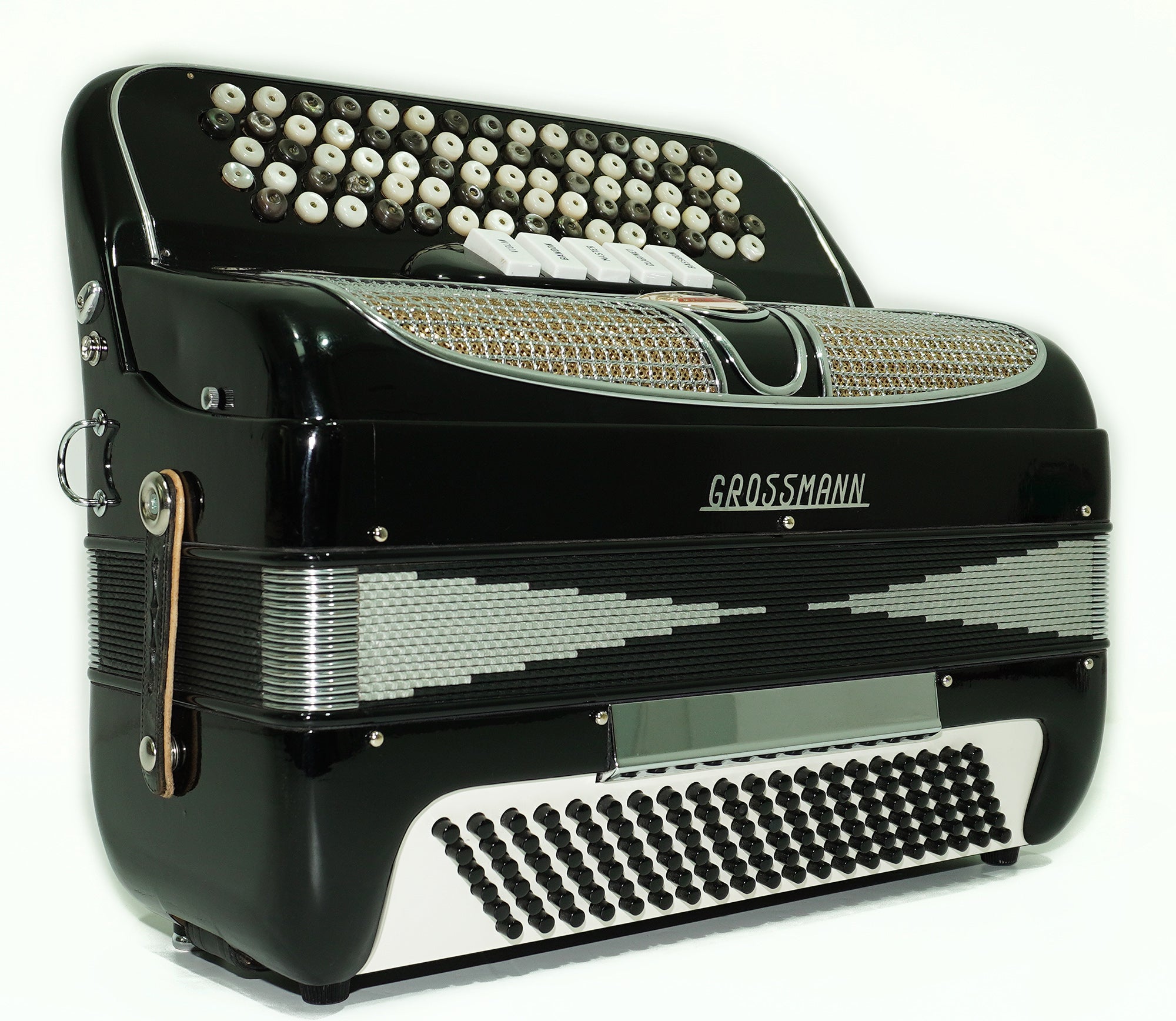 Grossmann Vintage 5 Row Button Accordion 120 Bass, made in Italy, New Straps, Rare Original Italian Accordian Instrument, Amazing sound! 2613