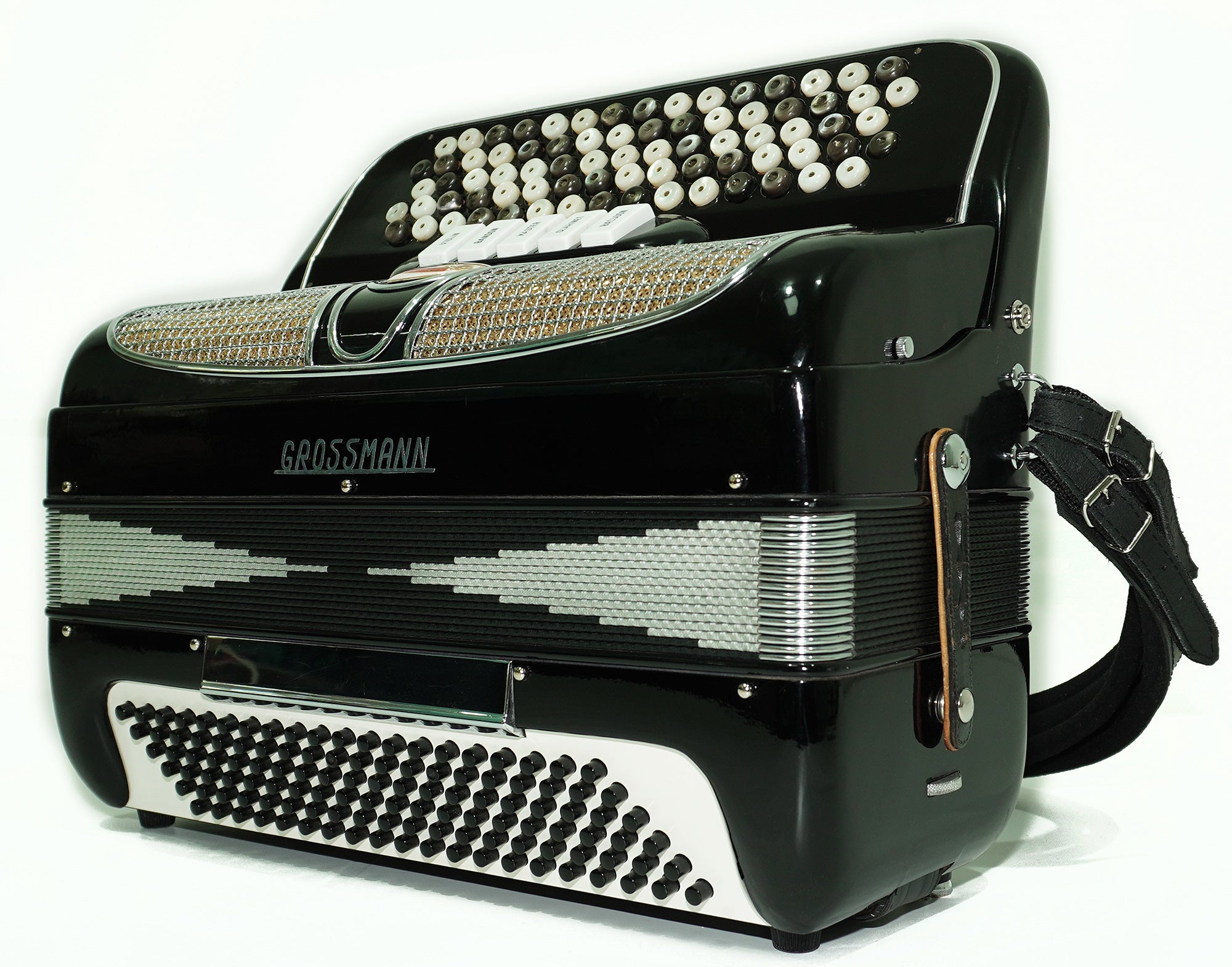 Grossmann Vintage 5 Row Button Accordion 120 Bass, made in Italy, New Straps, Rare Original Italian Accordian Instrument, Amazing sound! 2613
