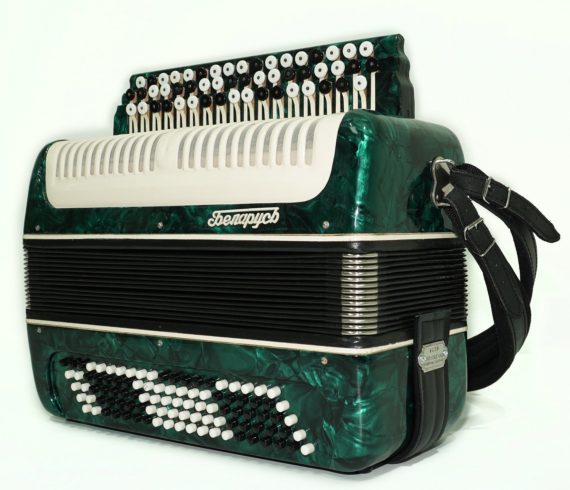 Bayan Belarus 3 Row Chromatic Button Accordion, made in USSR Vintage Bayan B System, New Straps, Soviet Garmoshka, 2622