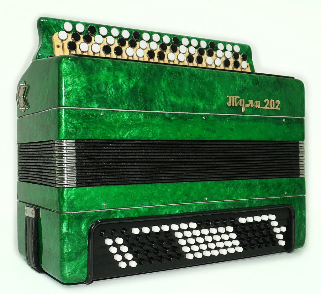 Tulskiy Bayan Tula 202, 3 Row Chromatic Button Accordion, Perfect Bayan B System, New Straps and Soft Case, Soviet Garmoshka Tula, 2618