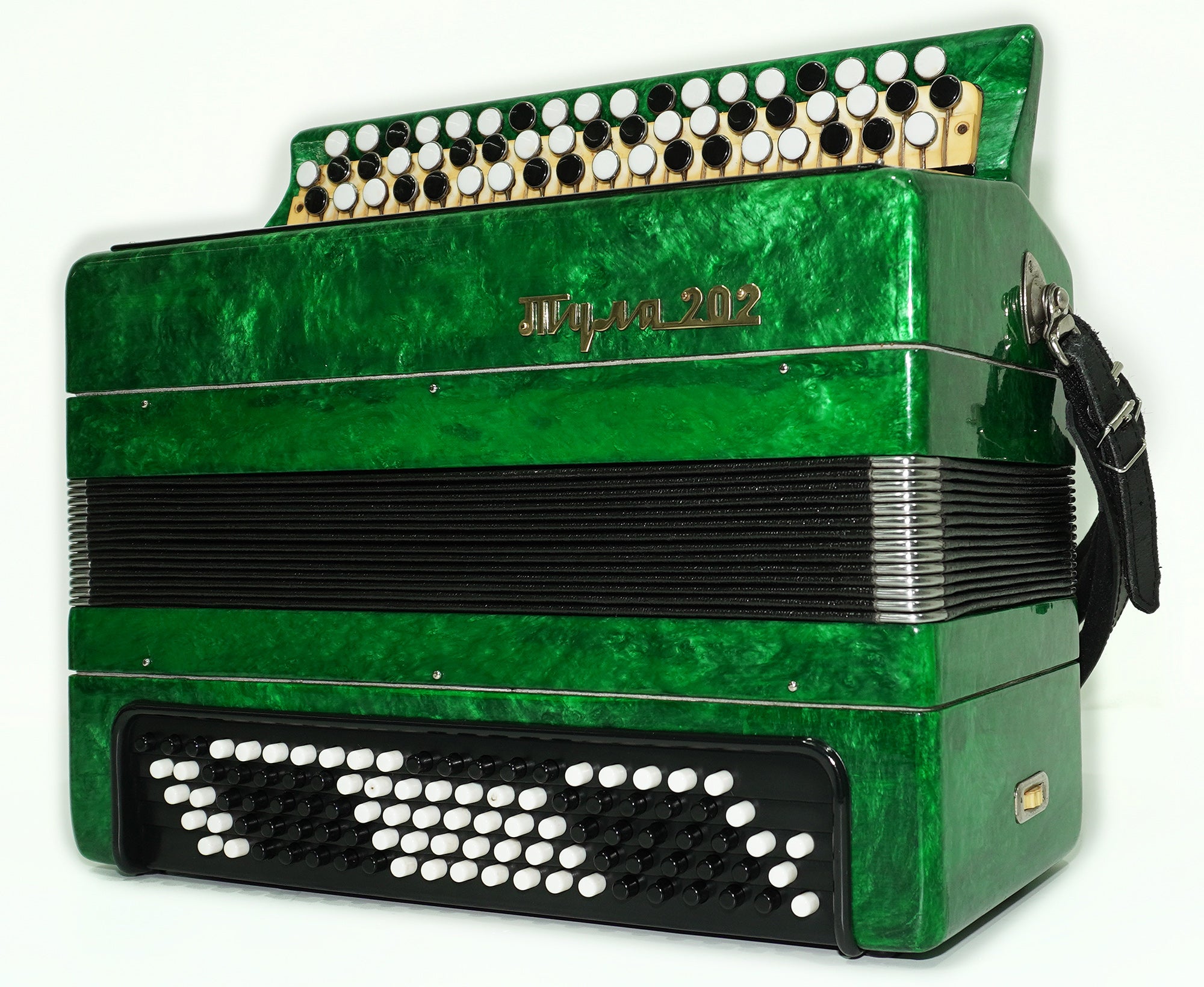 Tulskiy Bayan Tula 202, 3 Row Chromatic Button Accordion, Perfect Bayan B System, New Straps and Soft Case, Soviet Garmoshka Tula, 2618