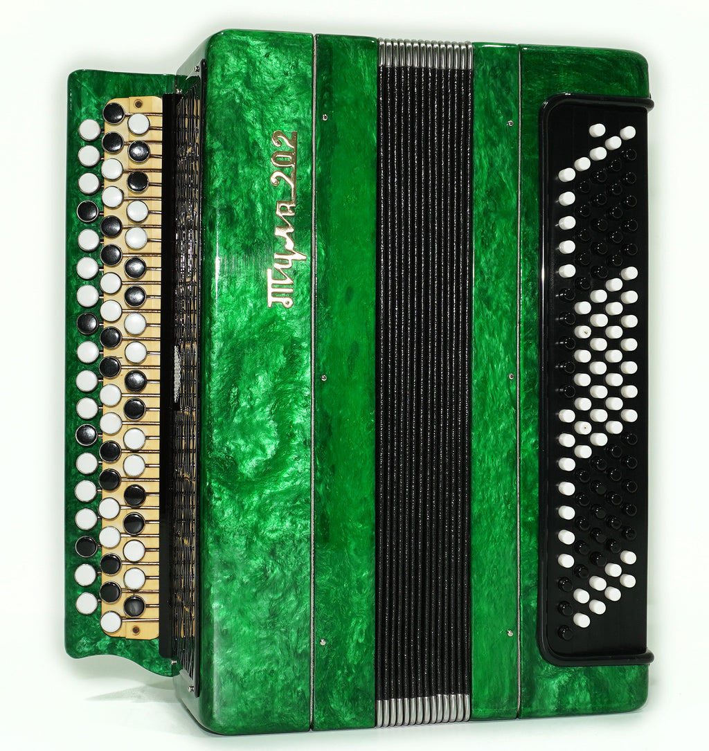 Tulskiy Bayan Tula 202, 3 Row Chromatic Button Accordion, Perfect Bayan B System, New Straps and Soft Case, Soviet Garmoshka Tula, 2618