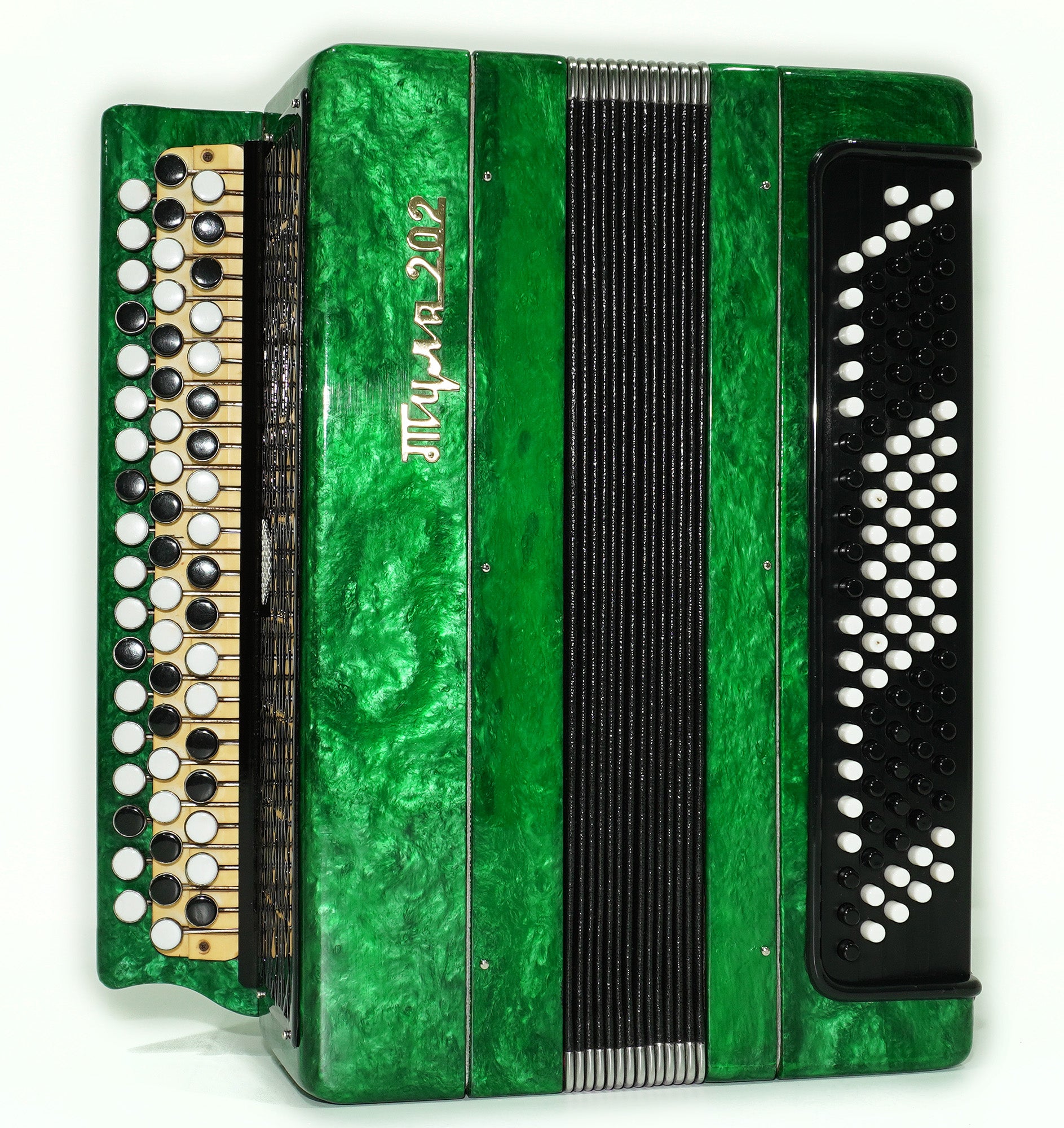 Tulskiy Bayan Tula 202, 3 Row Chromatic Button Accordion, Perfect Bayan B System, New Straps and Soft Case, Soviet Garmoshka Tula, 2618