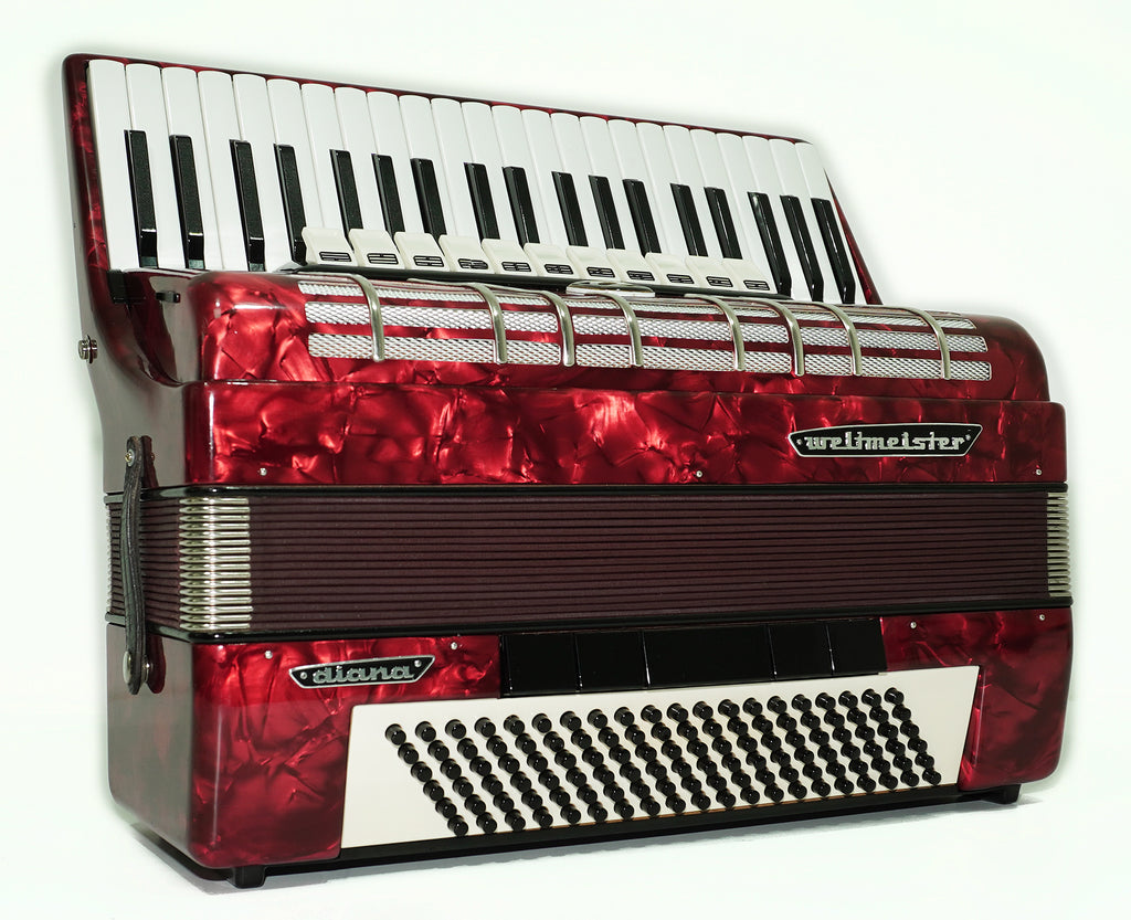 Weltmeister Diana Accordion 120 Bass, German Accordian Instrument, New Straps and Soft Case for Gift, Original Keyboard Piano Acordeone, 2619