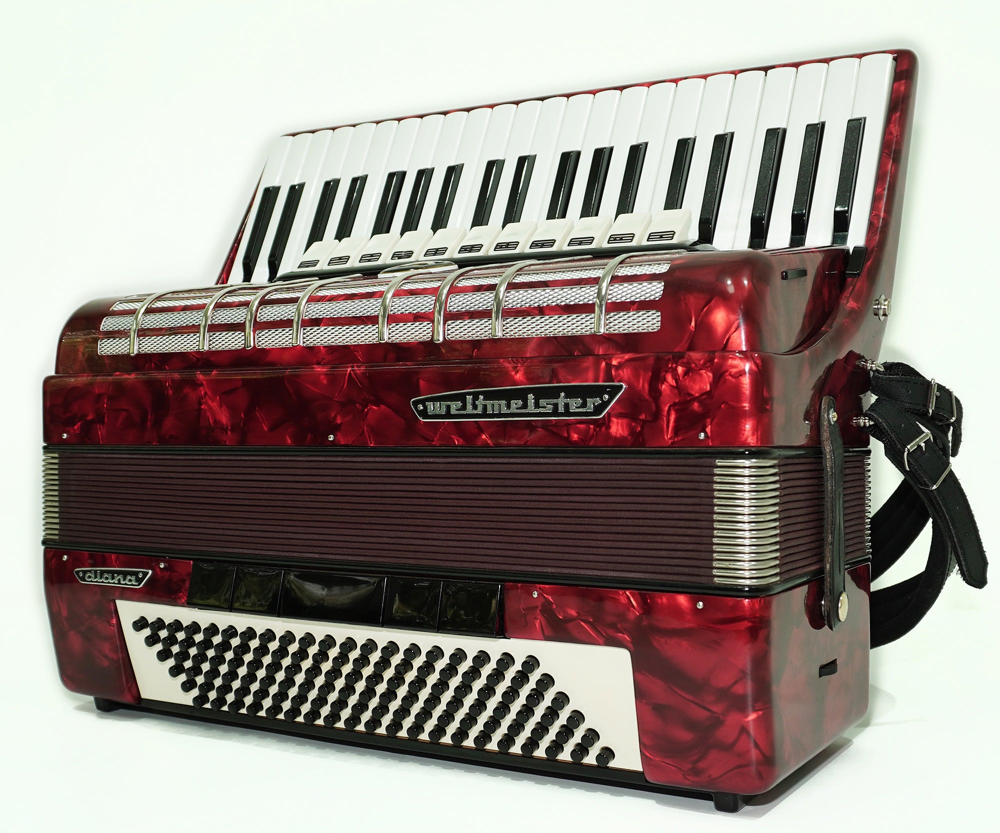 Weltmeister Diana Accordion 120 Bass, German Accordian Instrument, New Straps and Soft Case for Gift, Original Keyboard Piano Acordeone, 2619