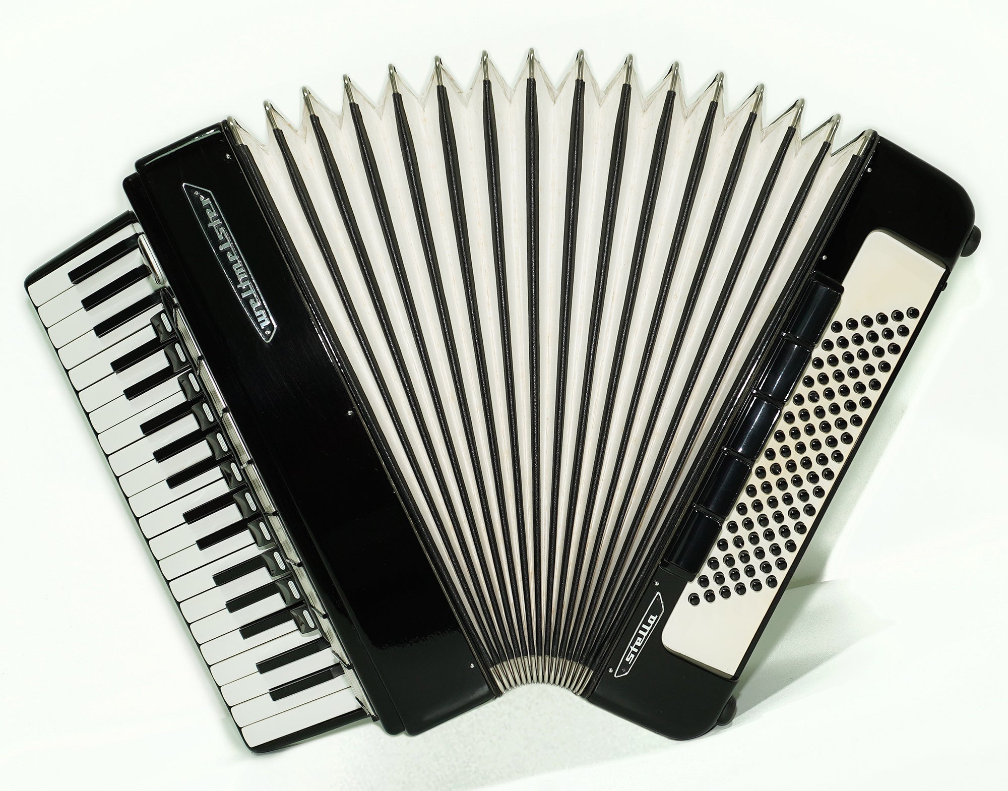 Weltmeister Stella 96 Bass Accordion made in Germany, New Straps and Soft Case for Gift, Original Keyboard Piano Accordian Instrument, 2627