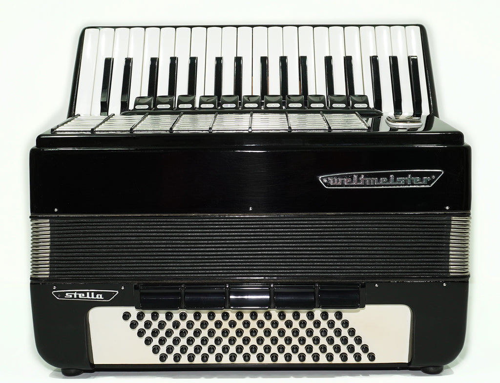 Weltmeister Stella 96 Bass Accordion made in Germany, New Straps and Soft Case for Gift, Original Keyboard Piano Accordian Instrument, 2627