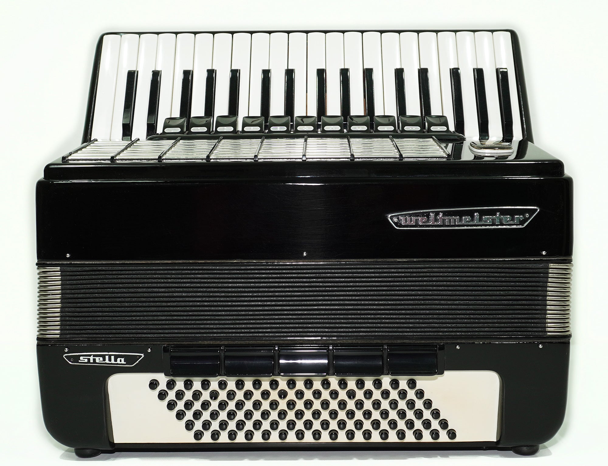 Weltmeister Stella 96 Bass Accordion made in Germany, New Straps and Soft Case for Gift, Original Keyboard Piano Accordian Instrument, 2627
