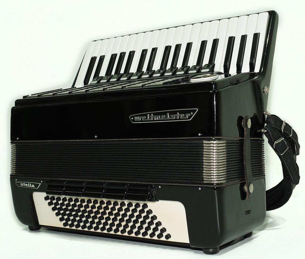 Weltmeister Stella 96 Bass Accordion made in Germany, New Straps and Soft Case for Gift, Original Keyboard Piano Accordian Instrument, 2627