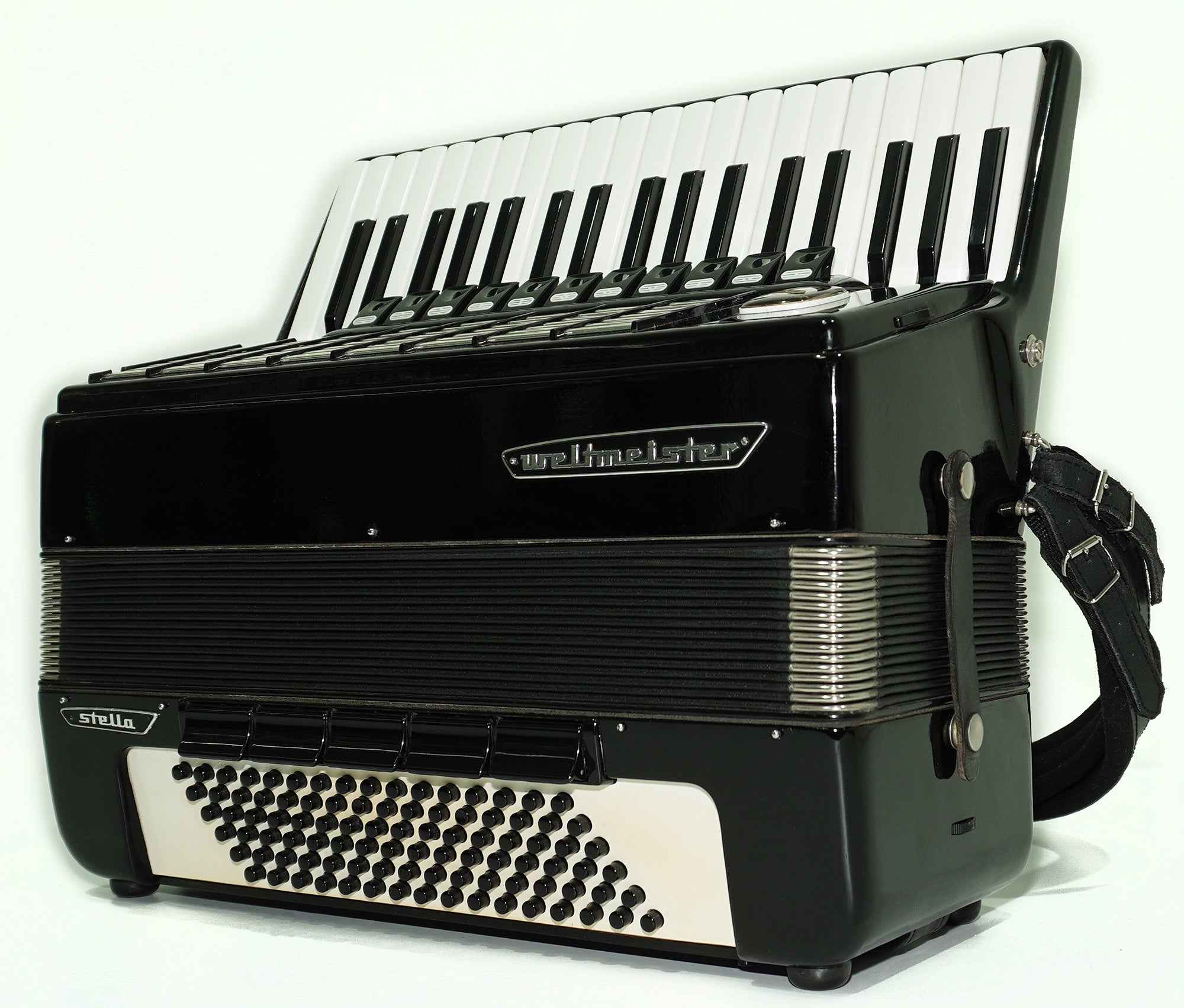 Weltmeister Stella 96 Bass Accordion made in Germany, New Straps and Soft Case for Gift, Original Keyboard Piano Accordian Instrument, 2627